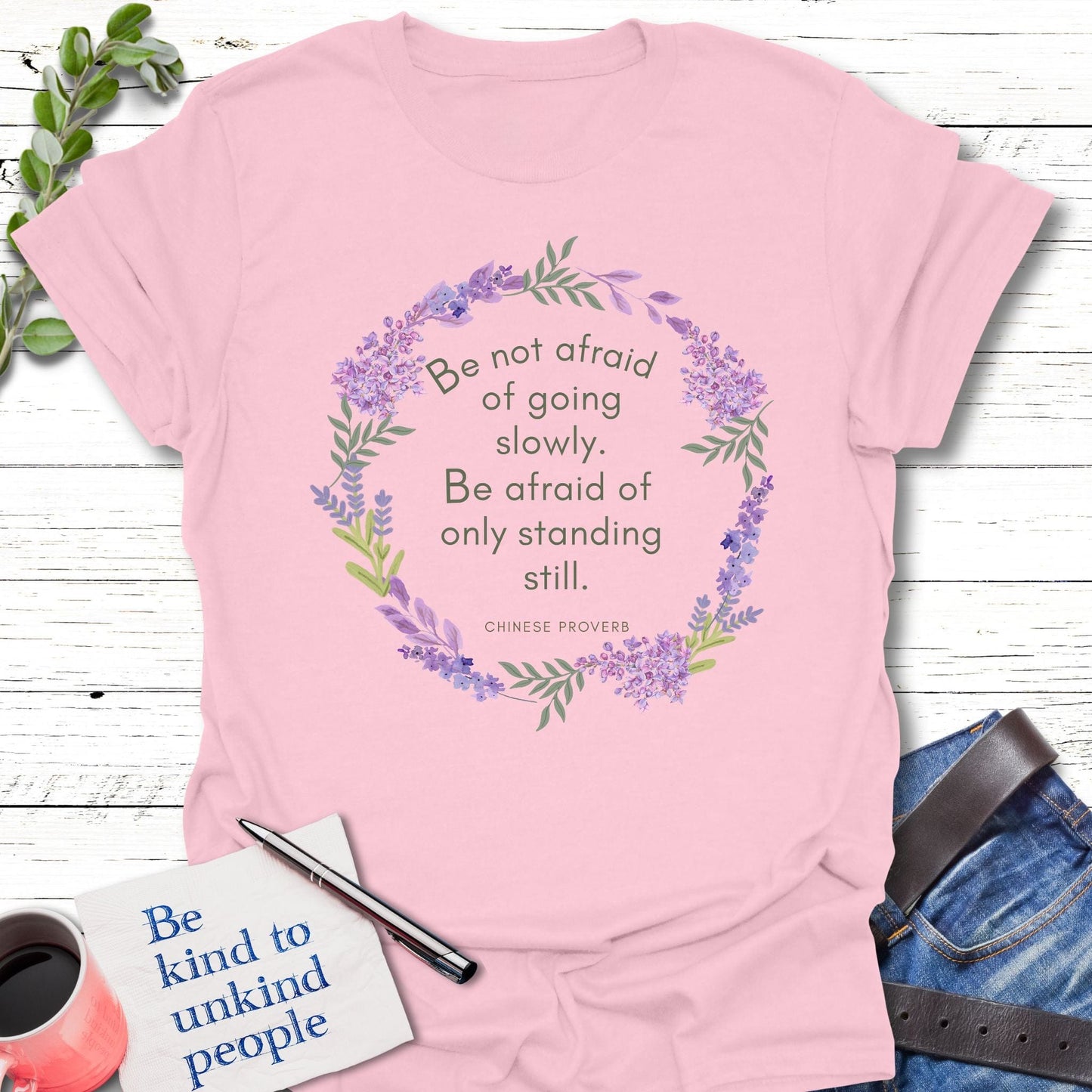 T-Shirt Light Pink / S Be Not Afraid T-Shirt Echo Kindness Printify