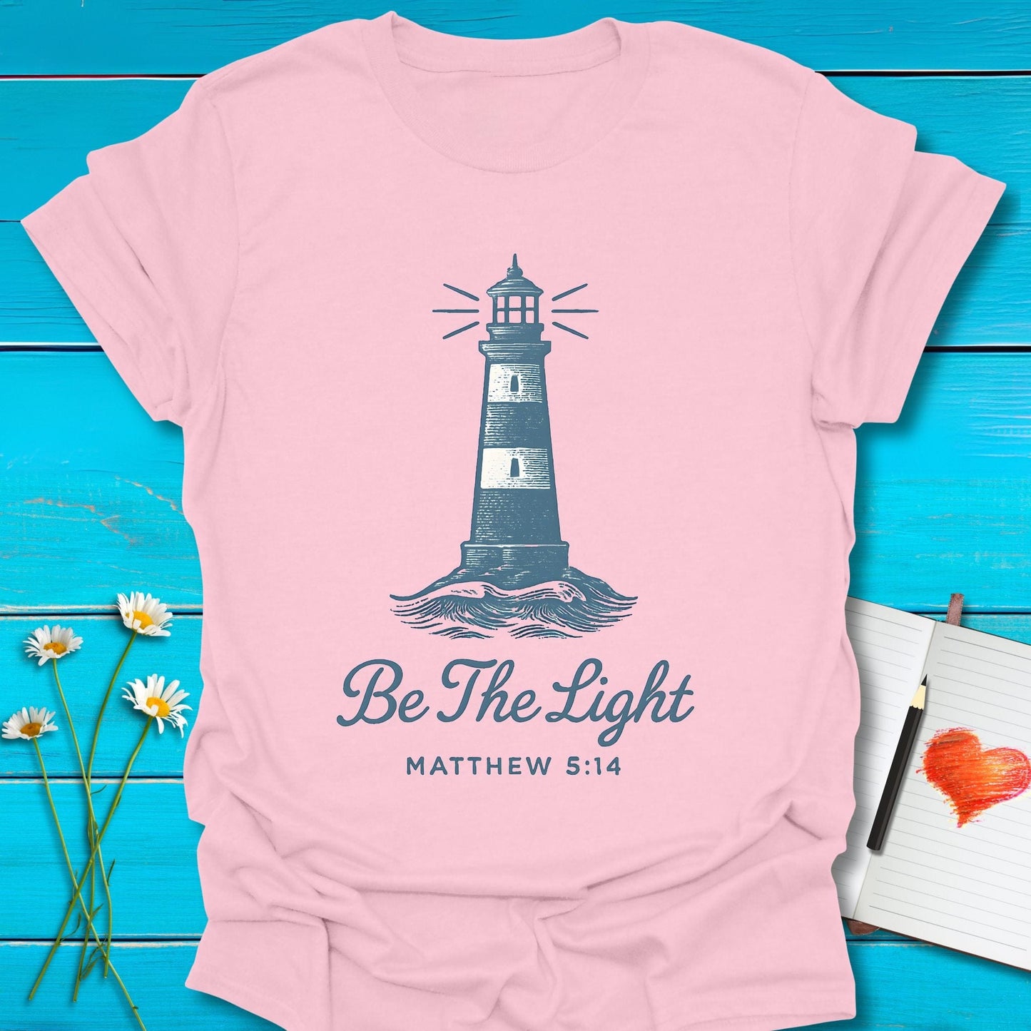 T-Shirt Light Pink / S Be the Light T-Shirt Echo Kindness Printify