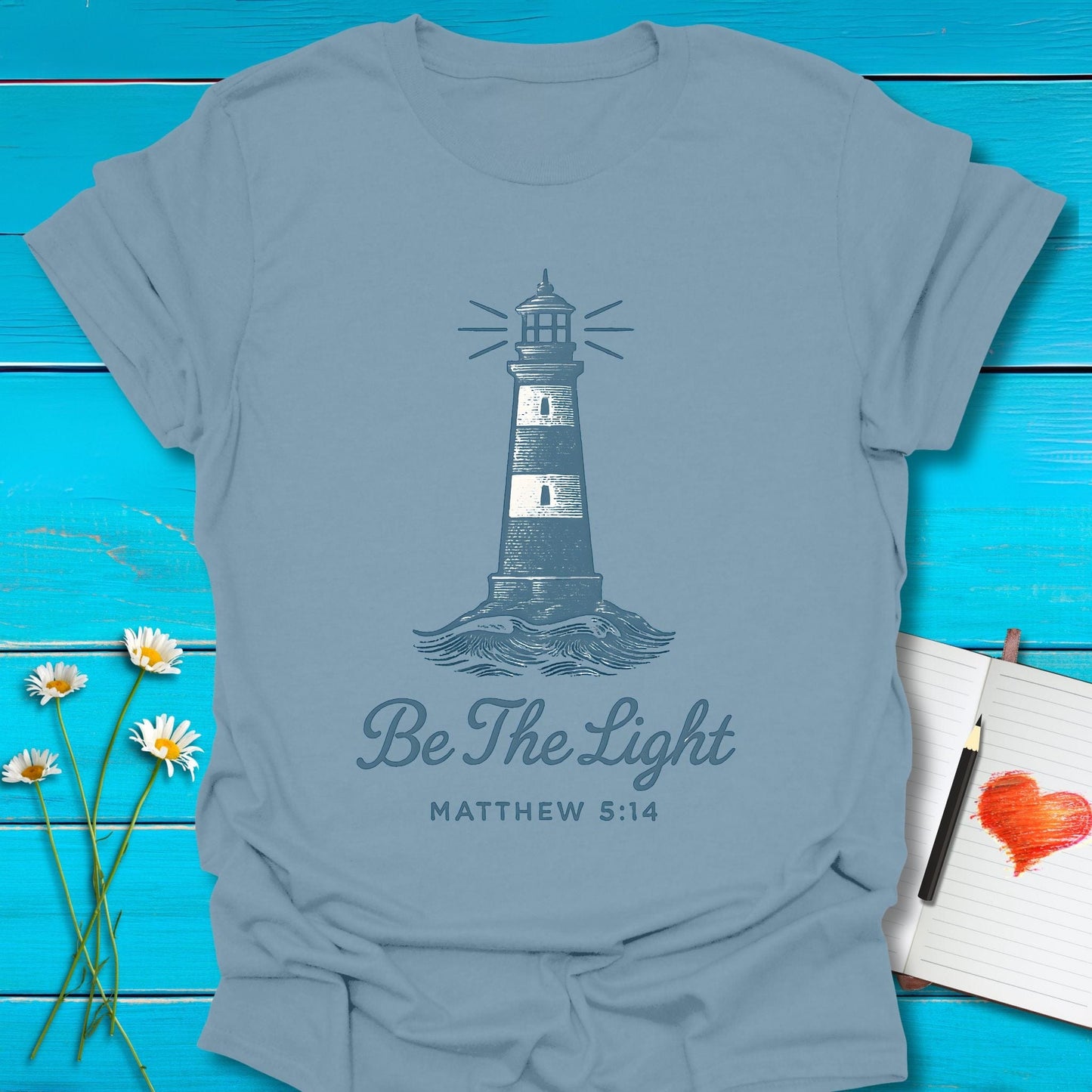 T-Shirt Stone Blue / S Be the Light T-Shirt Echo Kindness Printify