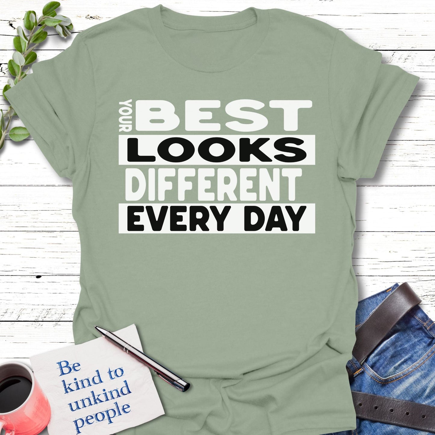 T-Shirt Sage / S Best Looks Different T-Shirt Echo Kindness Printify