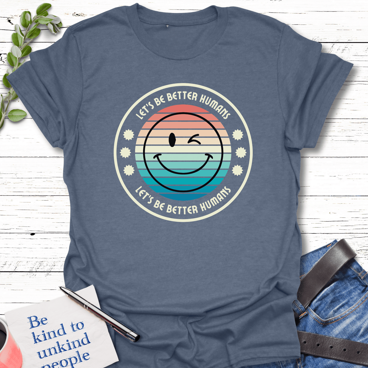 T-Shirt Heather indigo / S Better Humans T-Shirt Echo Kindness Printify