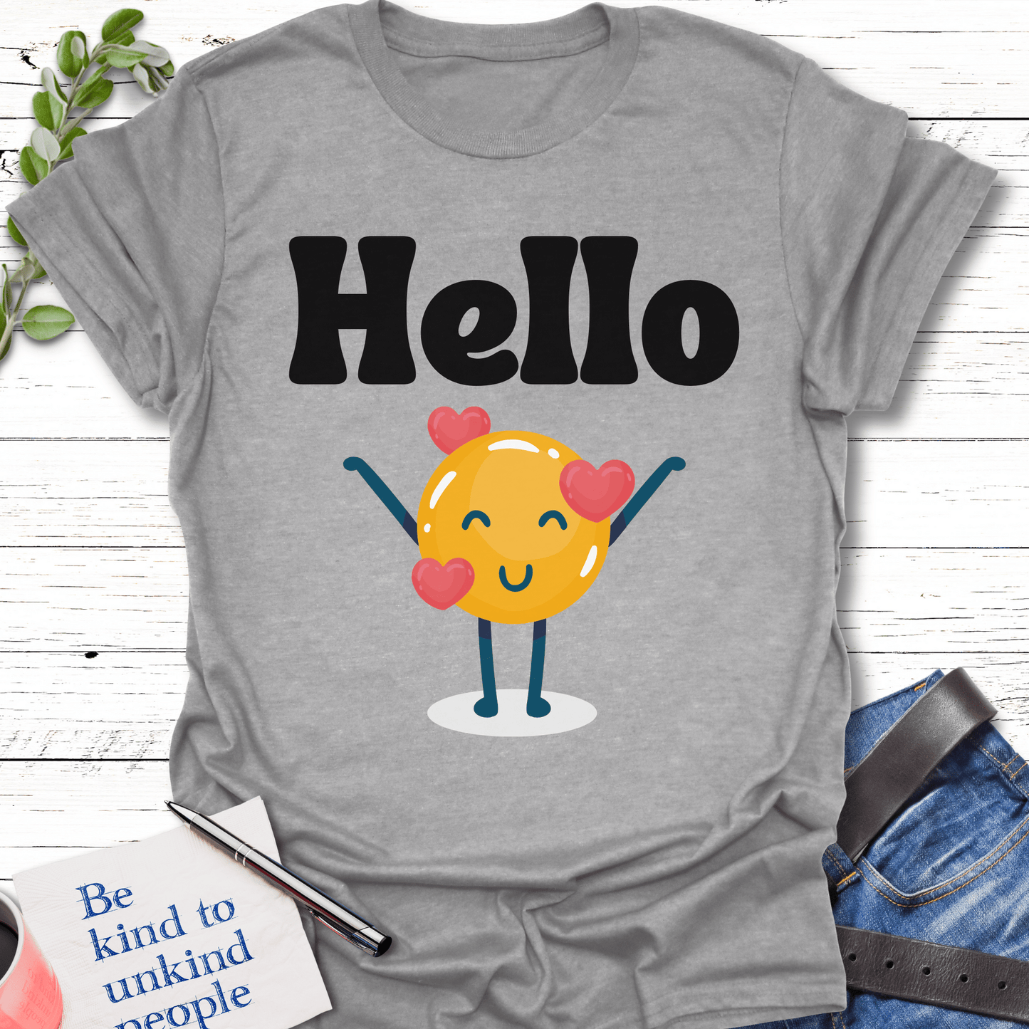 T-Shirt Sport Grey / S Big Hello T-Shirt Echo Kindness Printify