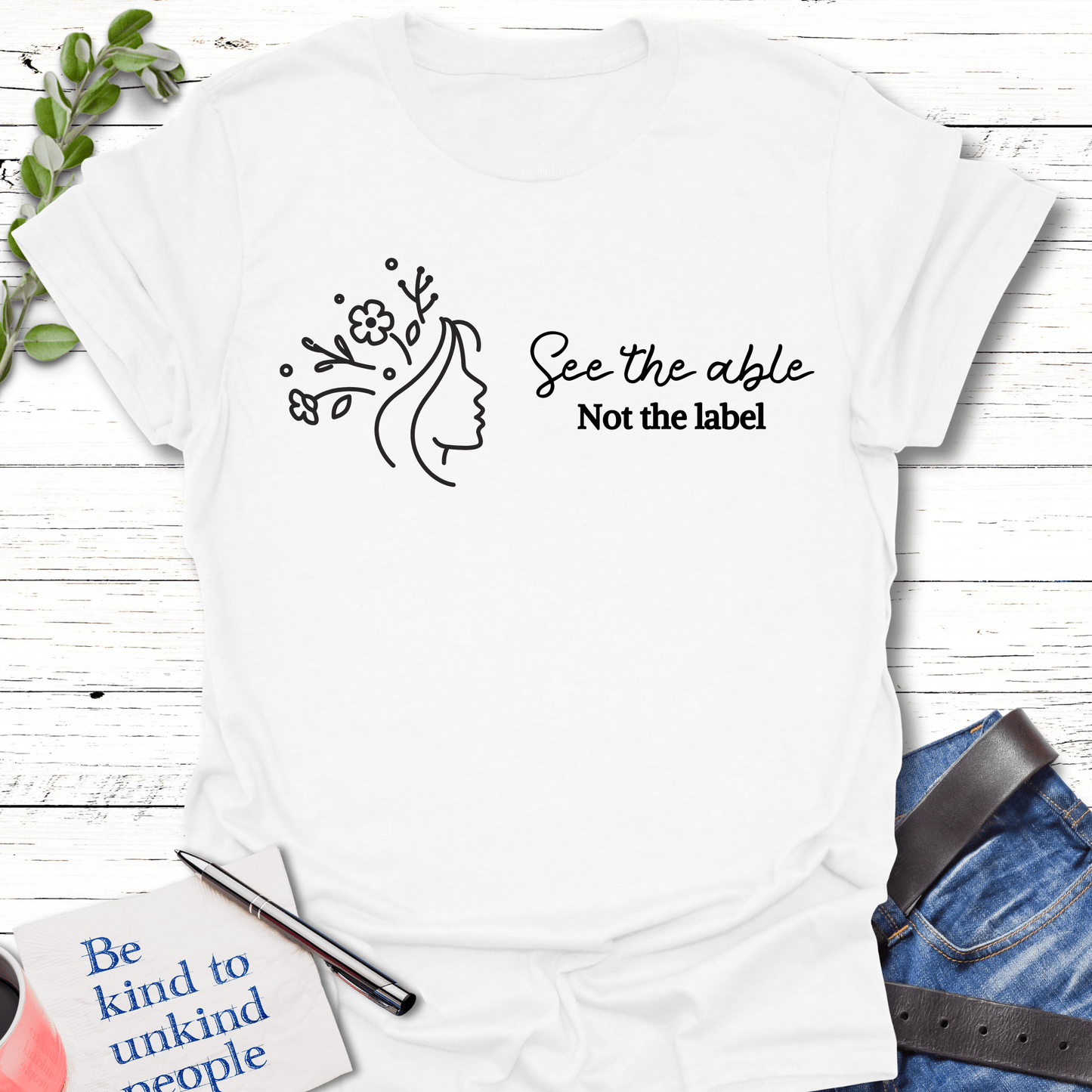 T-Shirt White / S Blooming Able T-Shirt Echo Kindness Printify