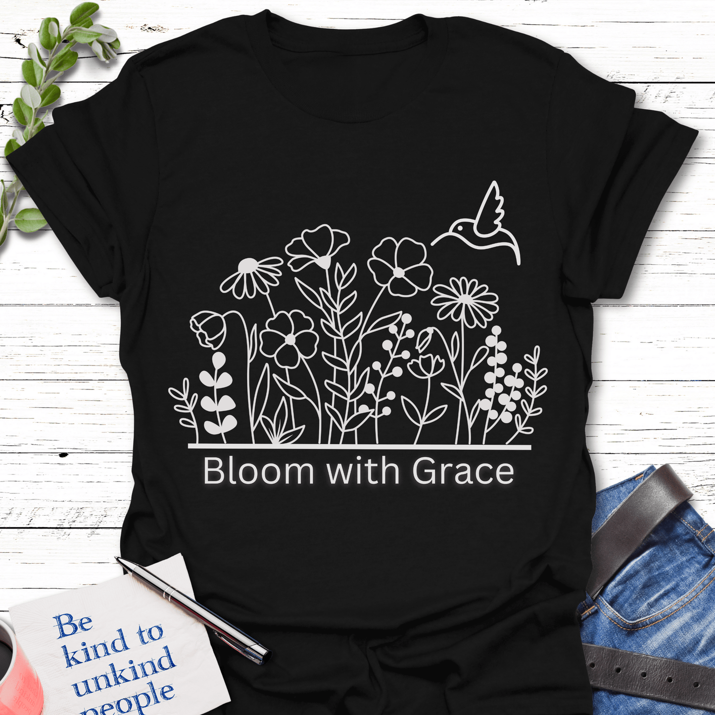 T-Shirt Black / S Blooming Grace T-Shirt Echo Kindness Printify