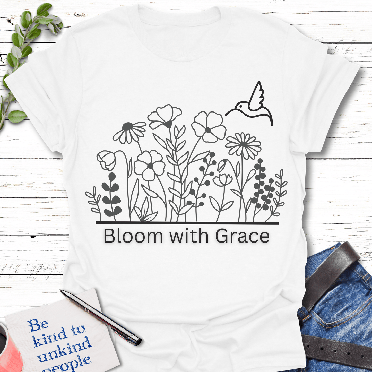 T-Shirt White / S Blooming Grace T-Shirt Echo Kindness Printify
