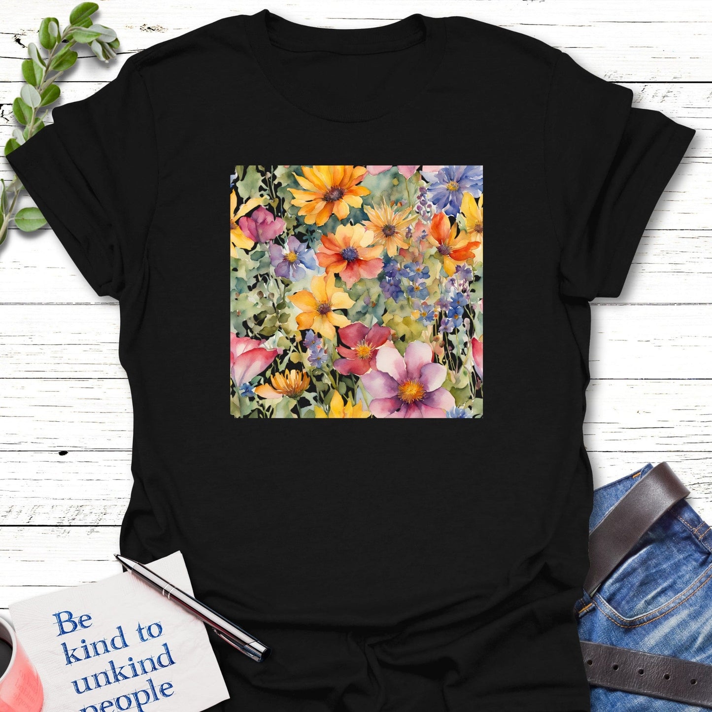 T-Shirt Black / S Blooming Hello T-Shirt Echo Kindness Printify