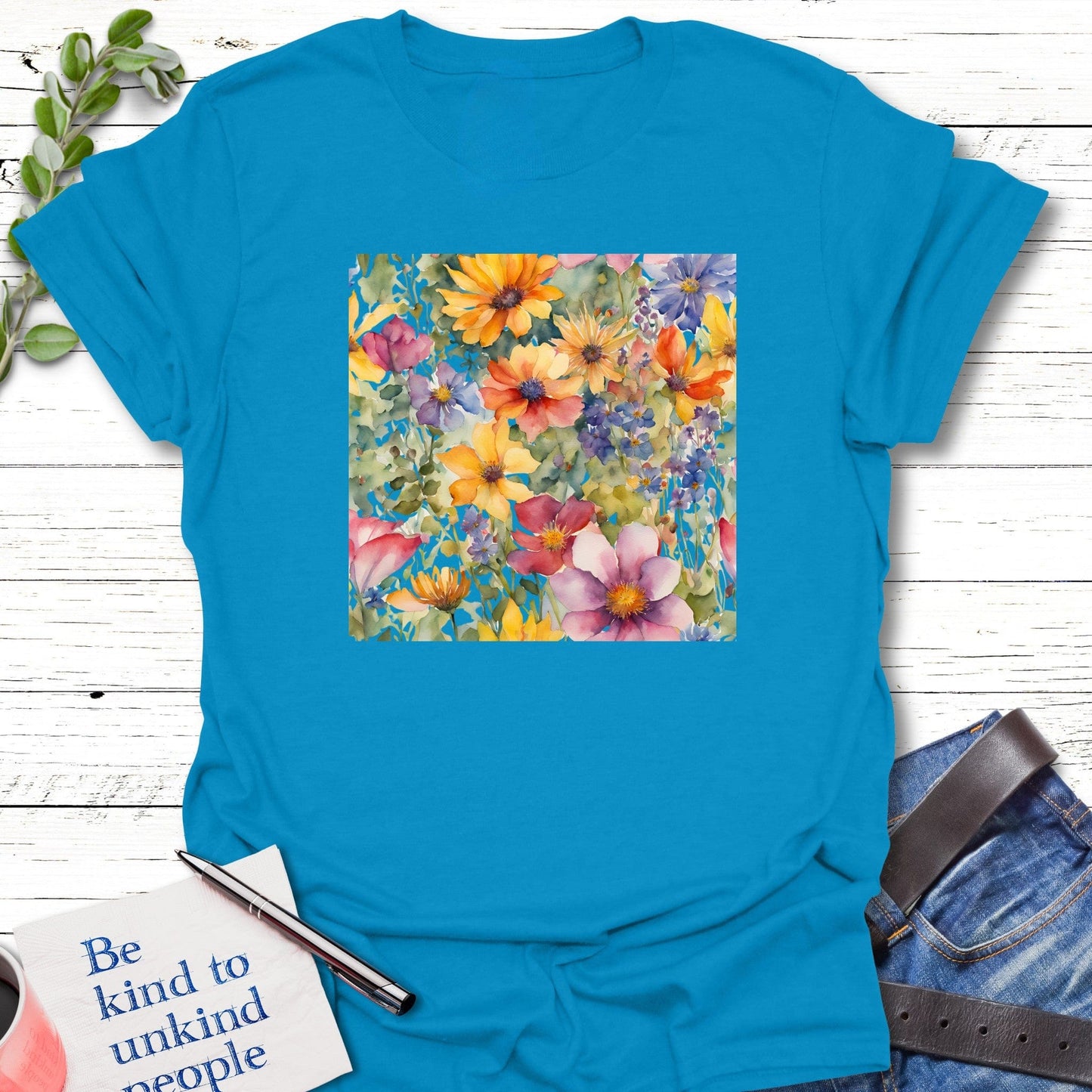 T-Shirt Sapphire / S Blooming Hello T-Shirt Echo Kindness Printify