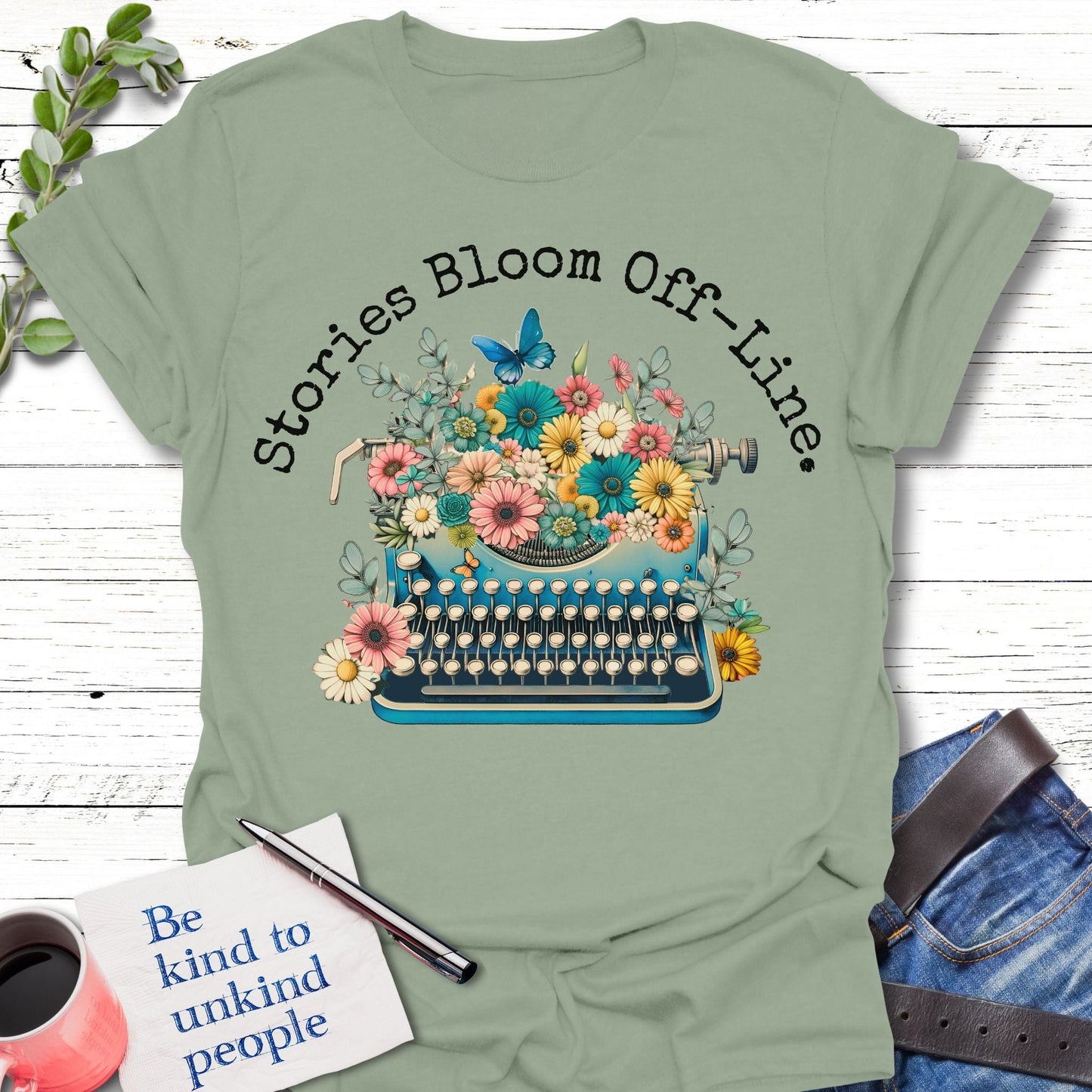 T-Shirt Sage / S Blooming Stories T-Shirt Echo Kindness Printify