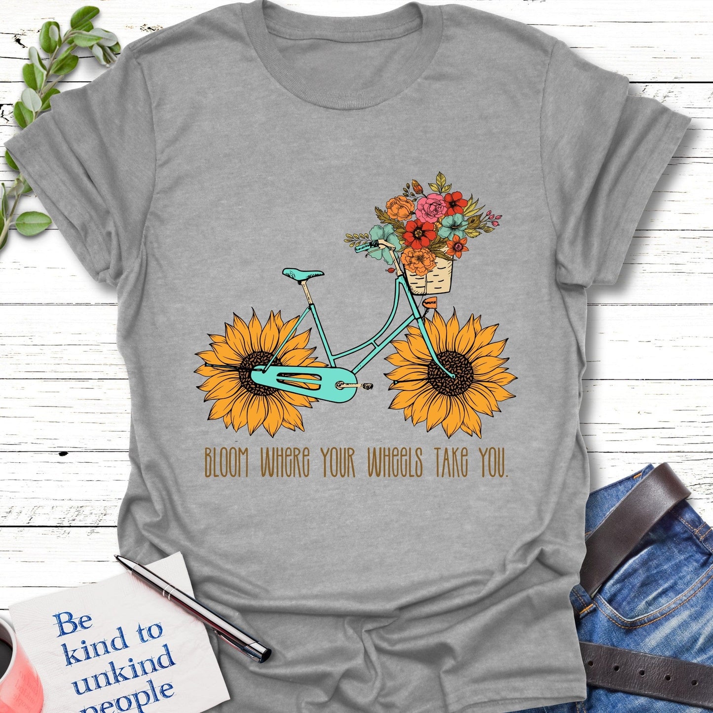 T-Shirt Sport Grey / S Blooming Wheels T-Shirt Echo Kindness Printify