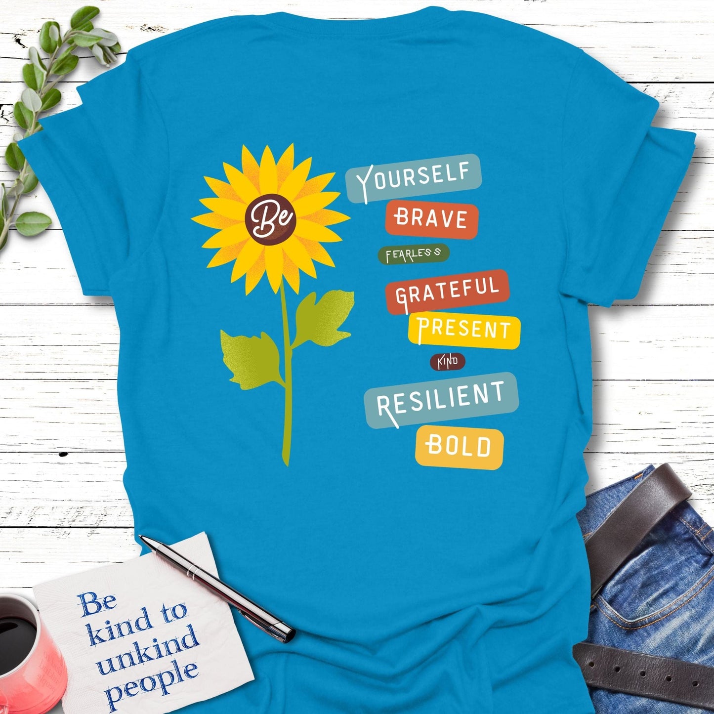 T-Shirt Sapphire / S Bold Sunflower T-Shirt Echo Kindness Printify