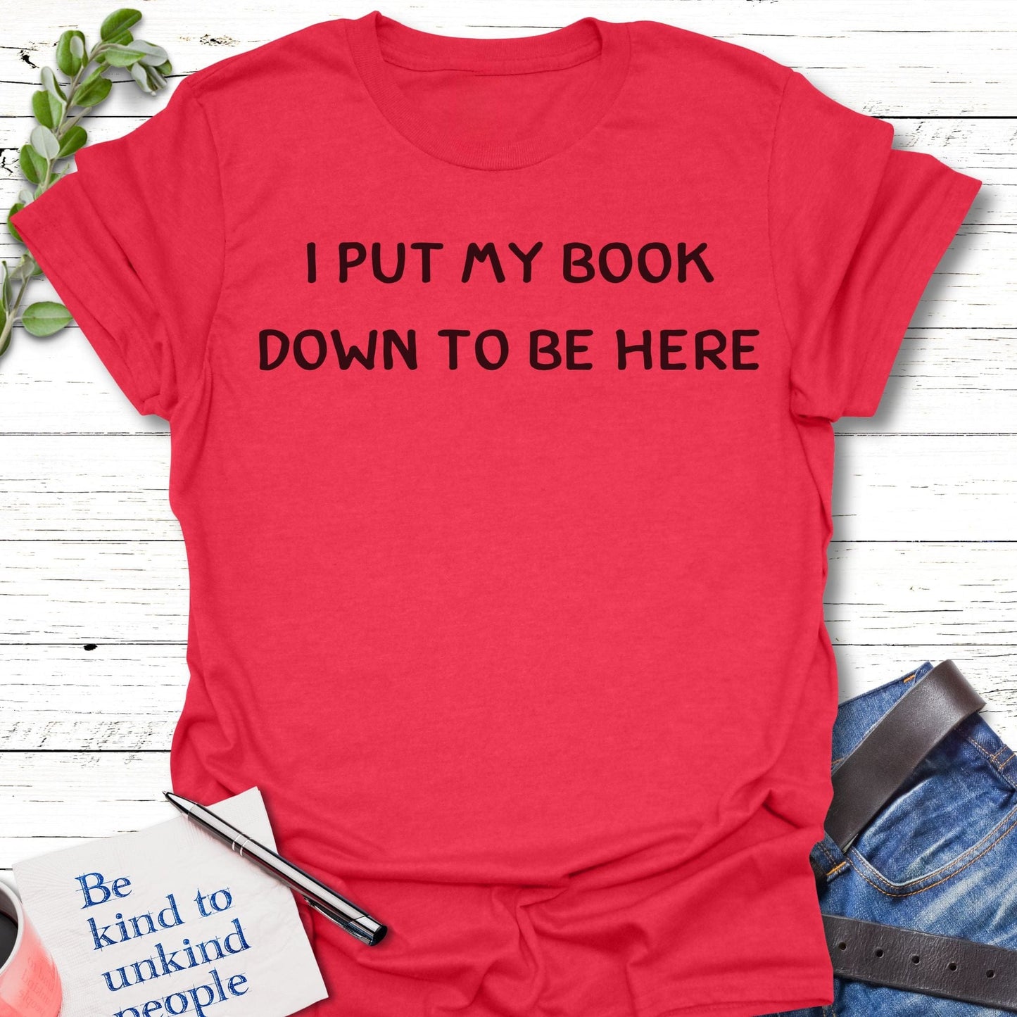 T-Shirt Heather Red / S Bookmark Life T-Shirt Echo Kindness Printify