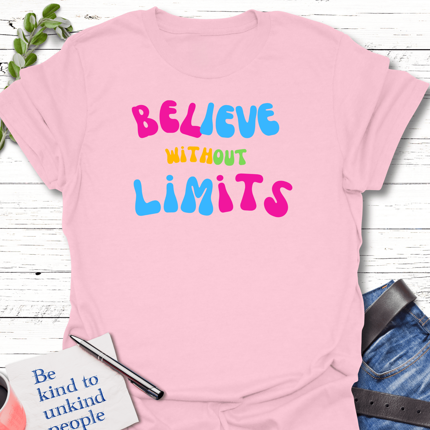 T-Shirt Light Pink / S Boundless Belief T-Shirt Echo Kindness Printify