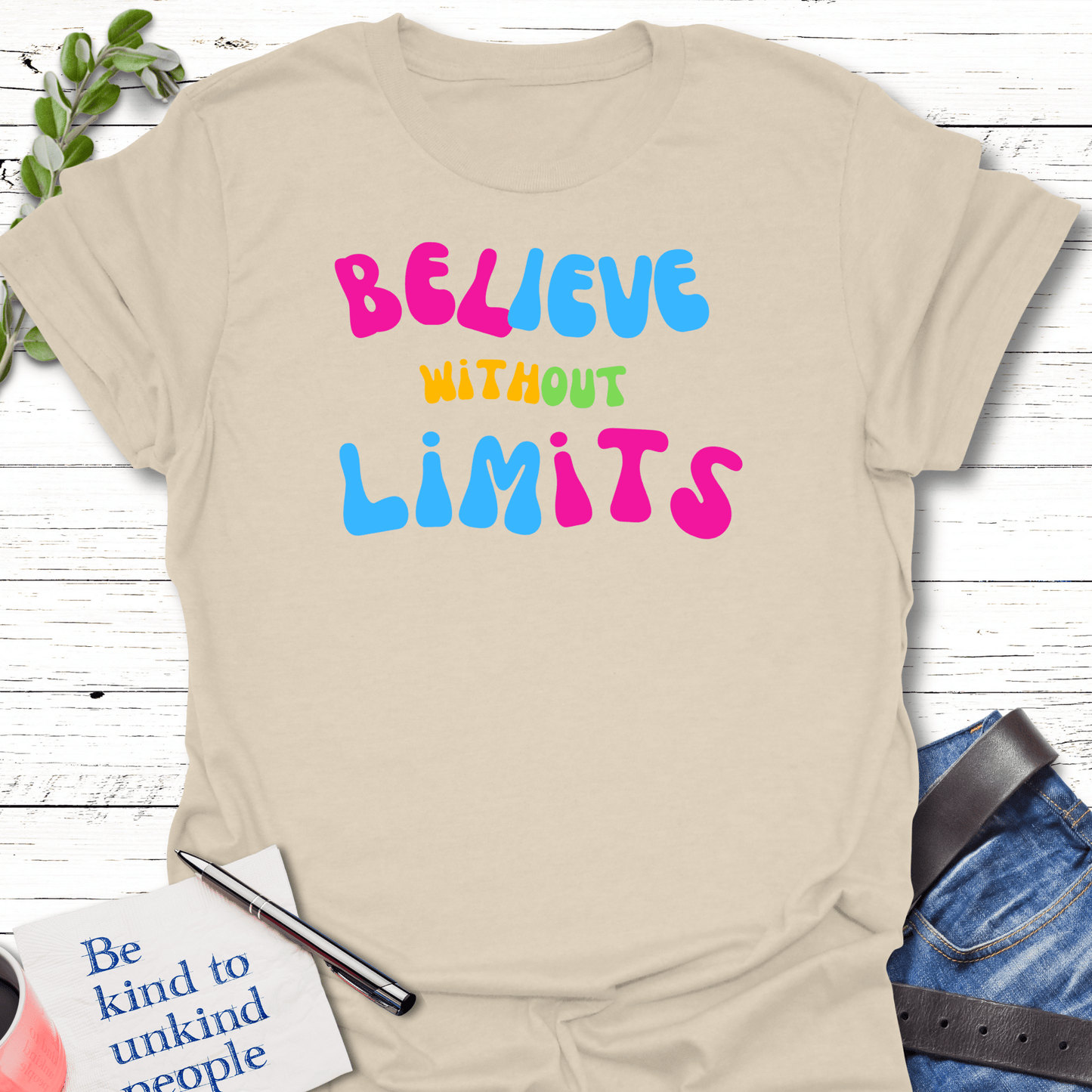 T-Shirt Natural / S Boundless Belief T-Shirt Echo Kindness Printify
