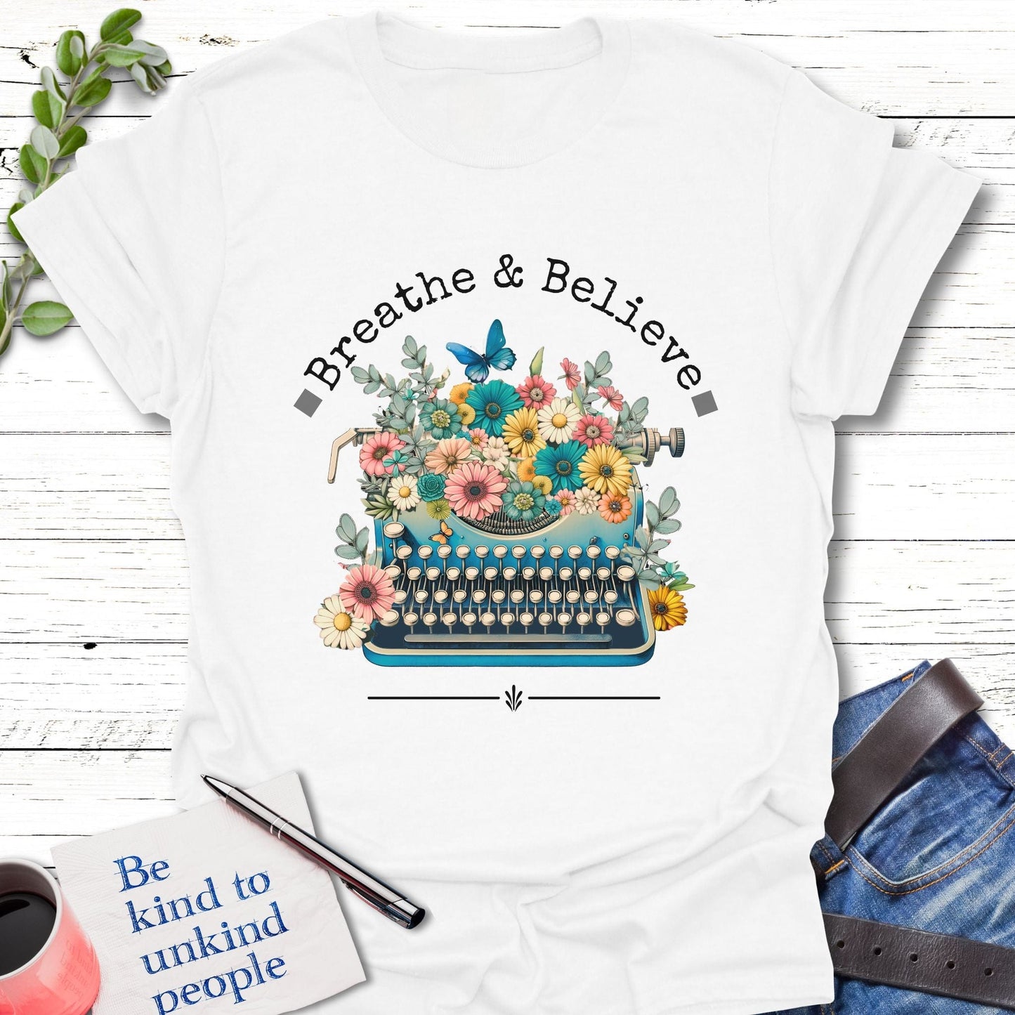 T-Shirt White / S Breathe and Believe Peace T-Shirt Echo Kindness Printify