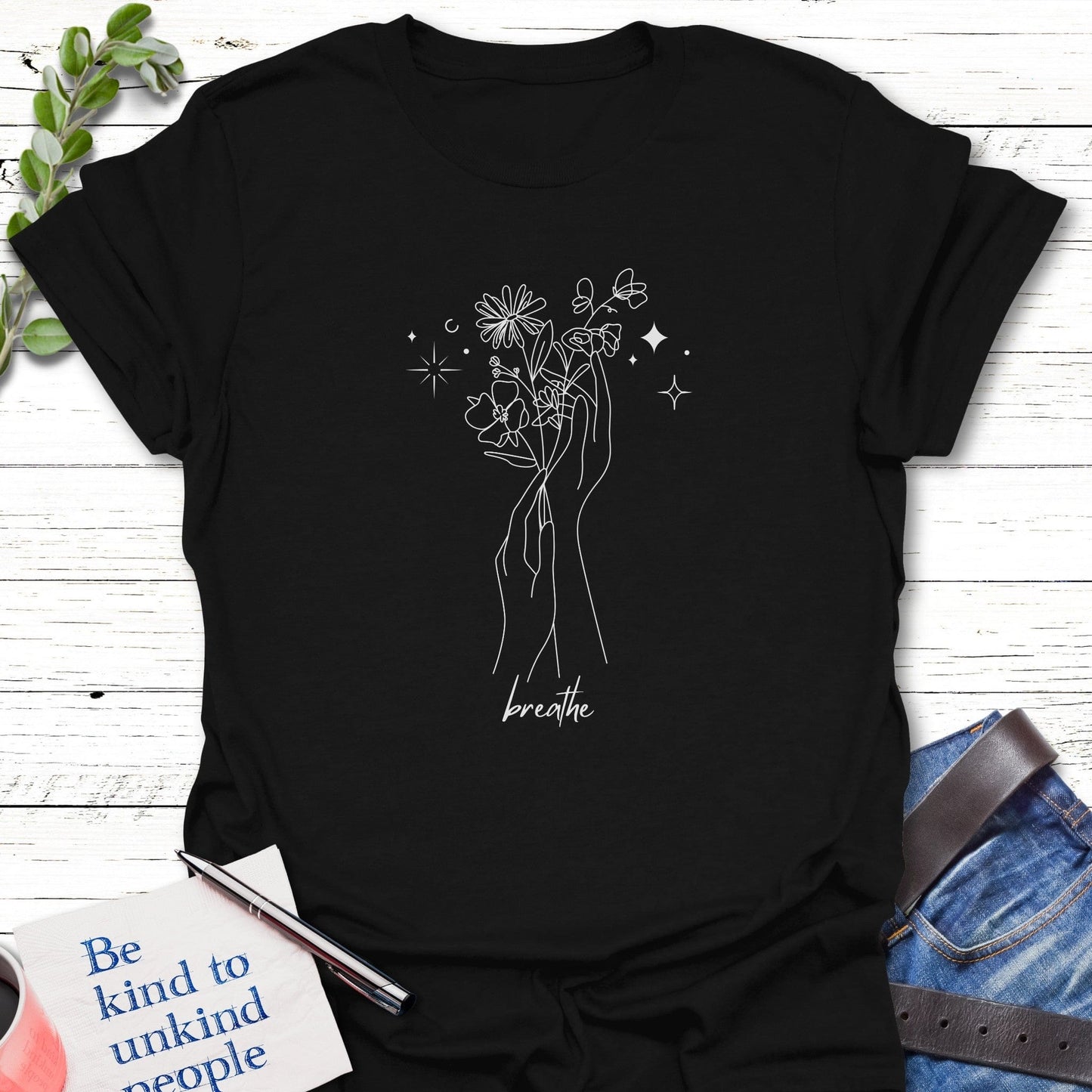 T-Shirt Black / S Breathe and Bloom T-Shirt Echo Kindness Printify
