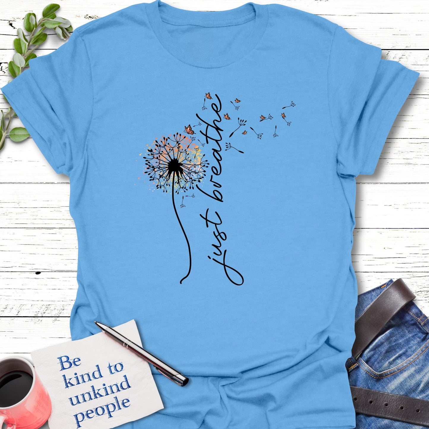 T-Shirt Carolina Blue / S Breathe Easy T-Shirt Echo Kindness Printify