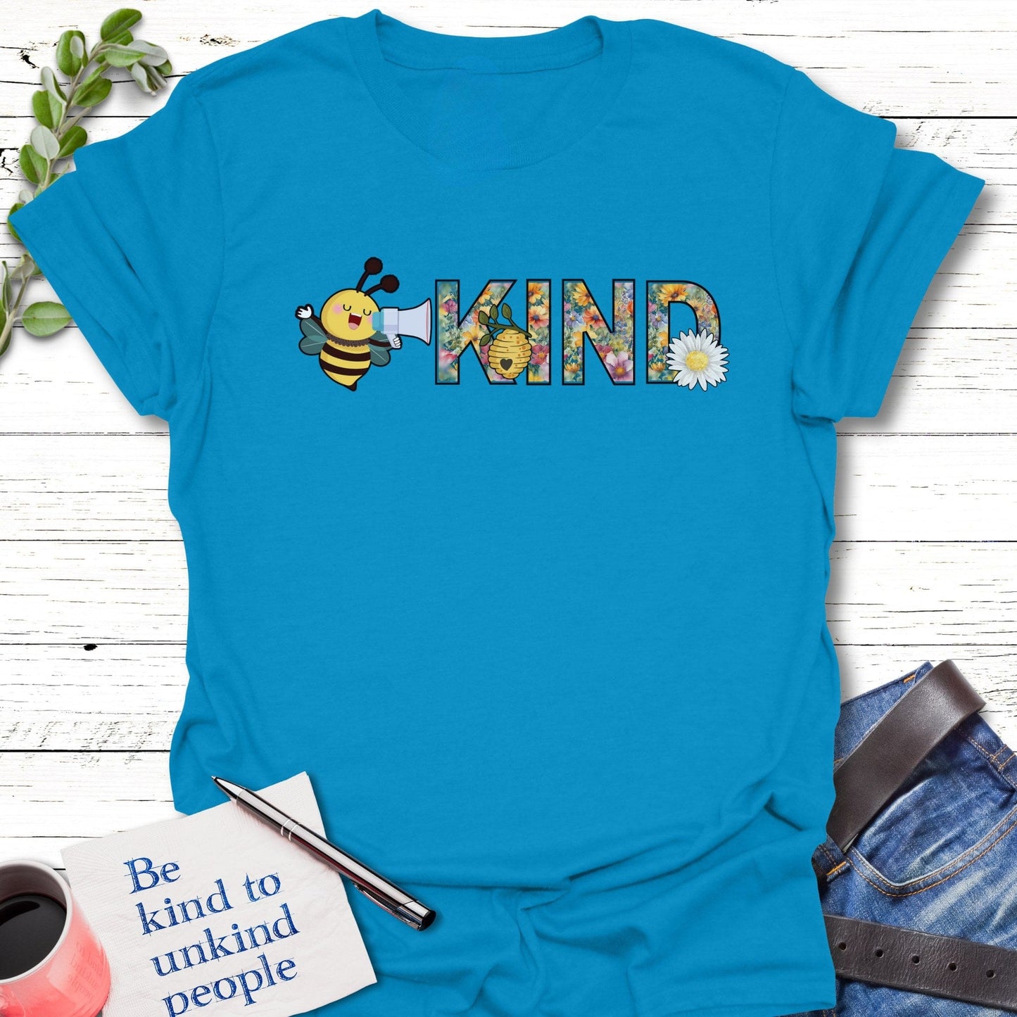 T-Shirt Sapphire / S Buzzing Kindness T-Shirt Echo Kindness Printify