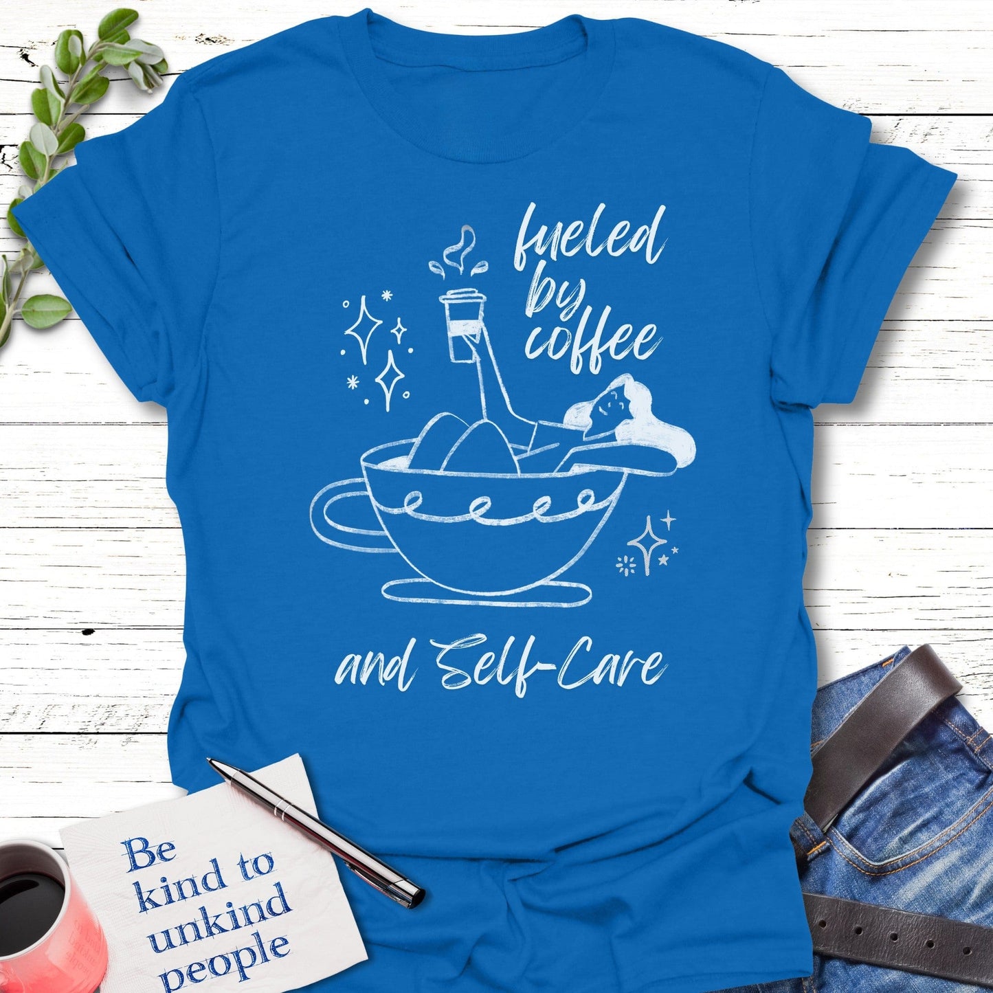 T-Shirt Royal / S Coffee Fuel T-Shirt Echo Kindness Printify