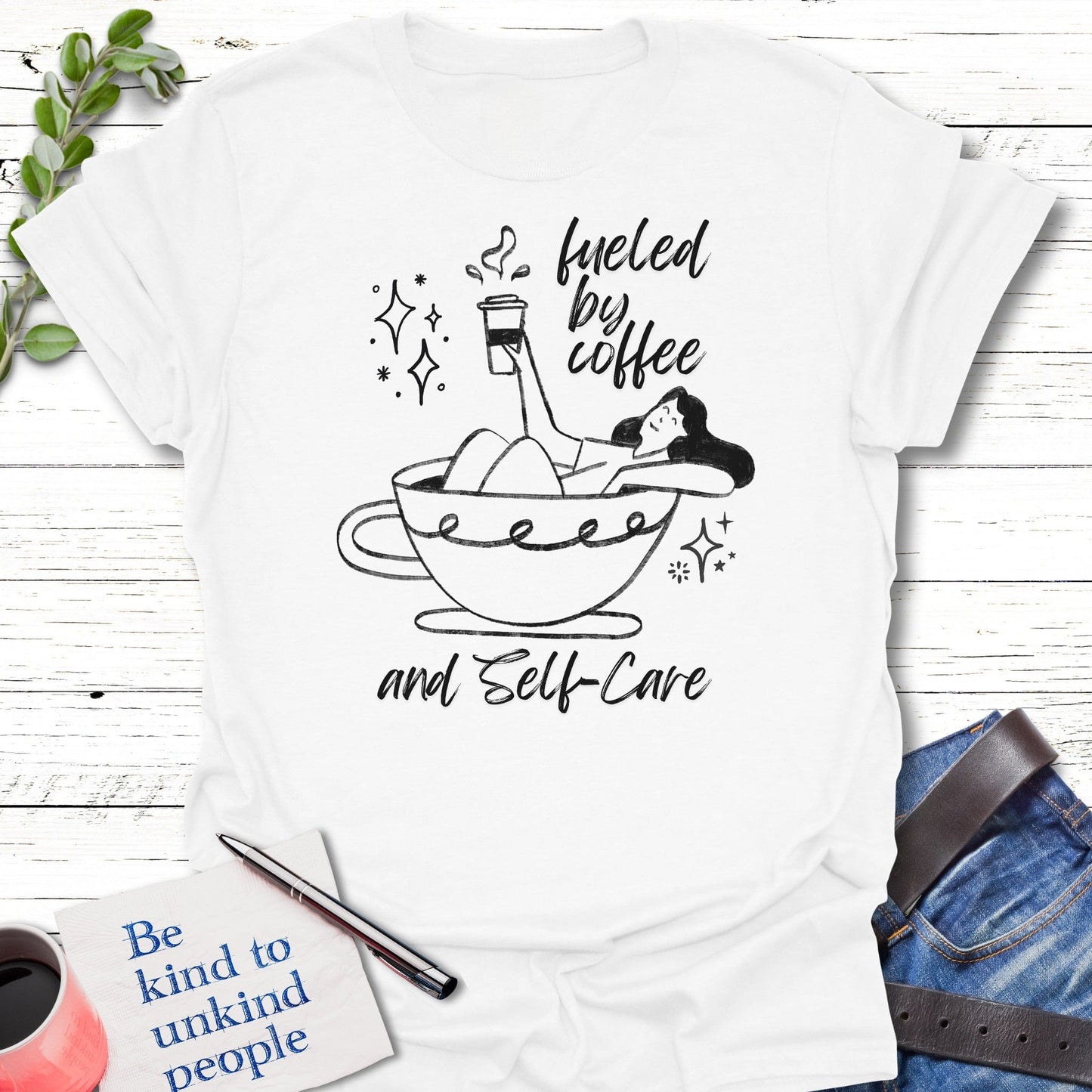 T-Shirt White / S Coffee Fuel T-Shirt Echo Kindness Printify