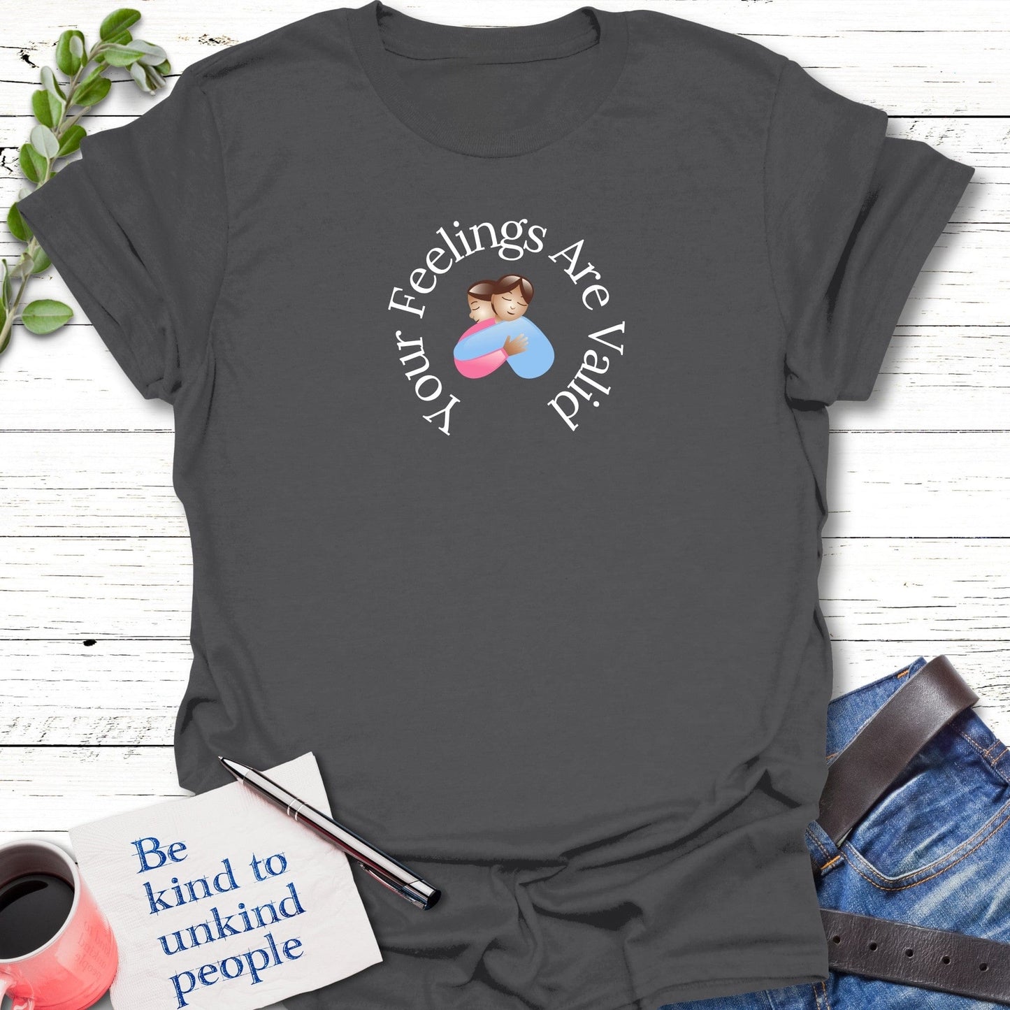 T-Shirt Charcoal / S Comfort Hug T-Shirt Echo Kindness Printify