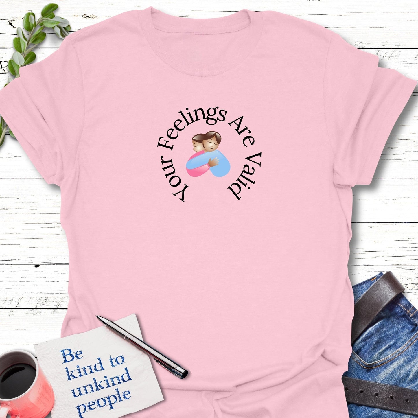T-Shirt Light Pink / S Comfort Hug T-Shirt Echo Kindness Printify