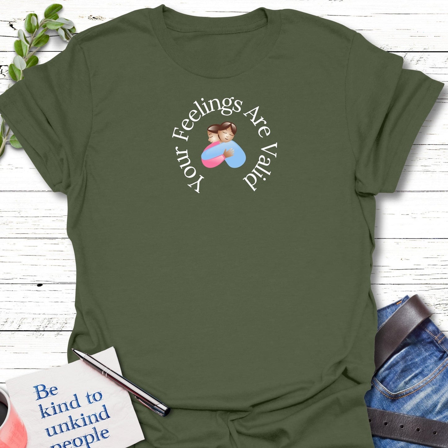 T-Shirt Military Green / S Comfort Hug T-Shirt Echo Kindness Printify