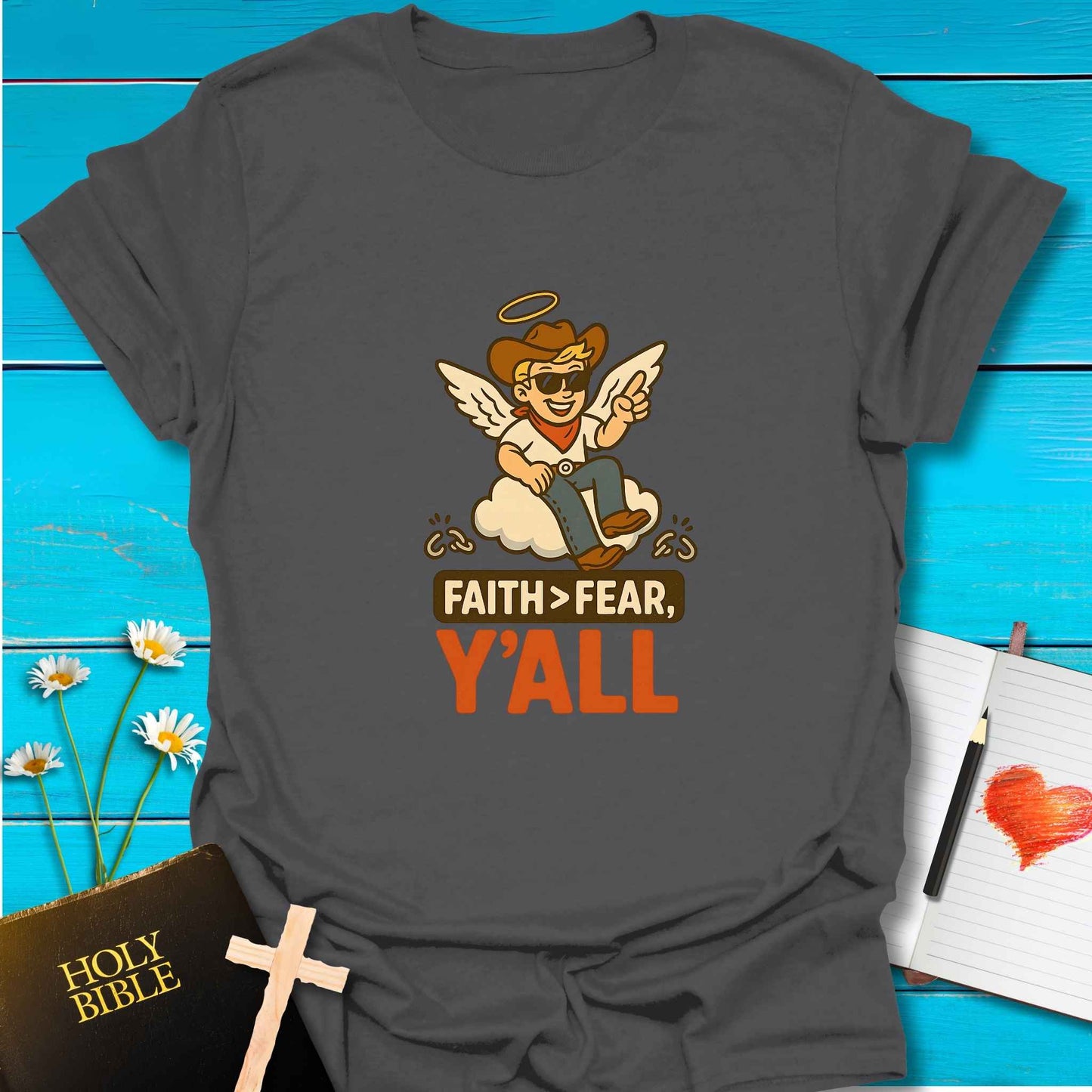 T-Shirt Charcoal / S Cowboy Faith T-Shirt Echo Kindness Printify