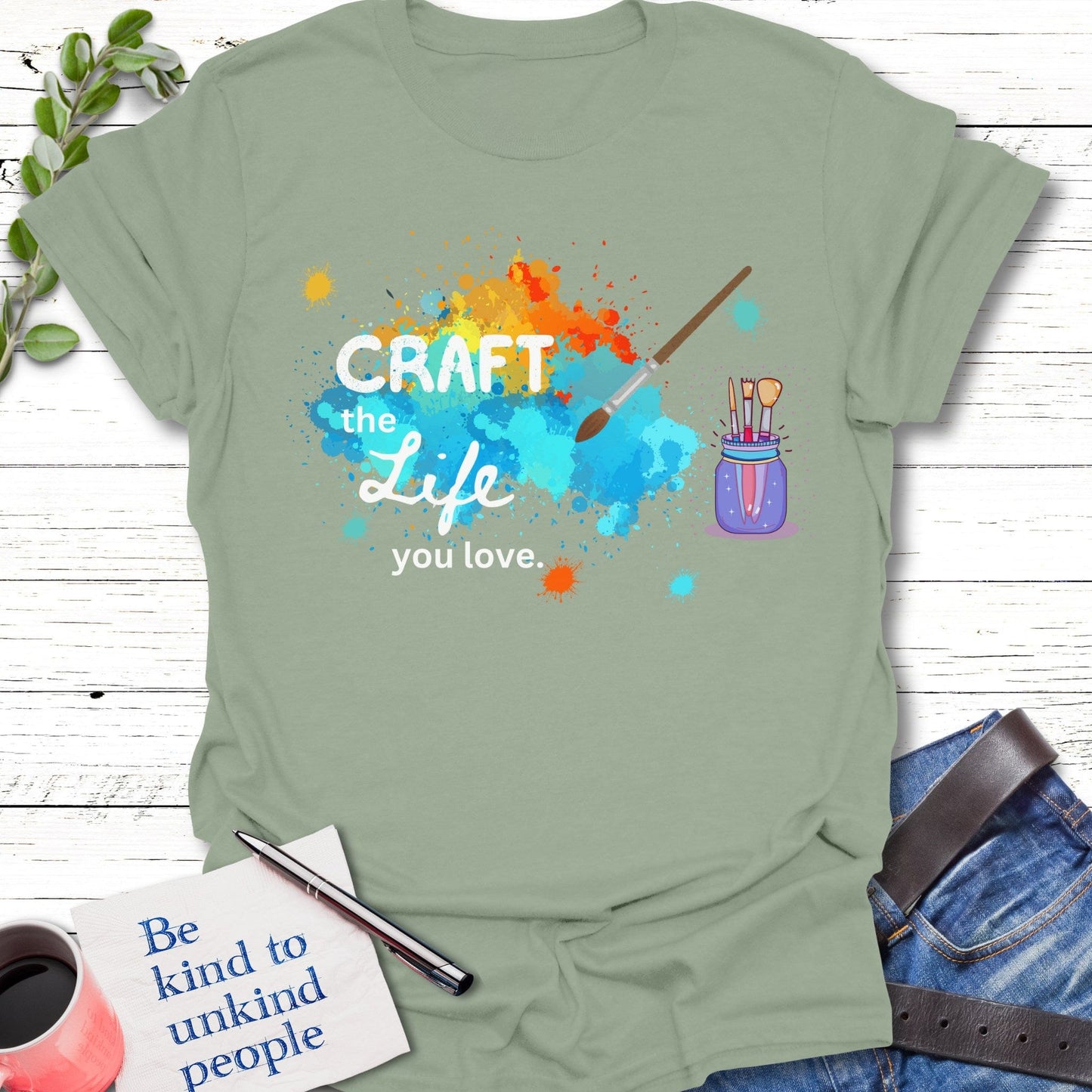 T-Shirt Sage / S Crafted with Love T-Shirt Echo Kindness Printify