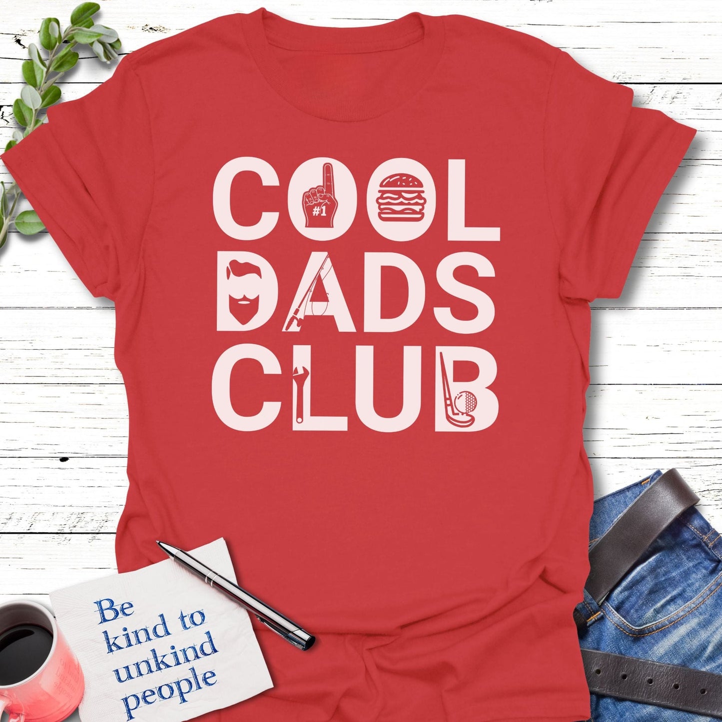 T-Shirt Red / S Dad Mode On T-Shirt Echo Kindness Printify