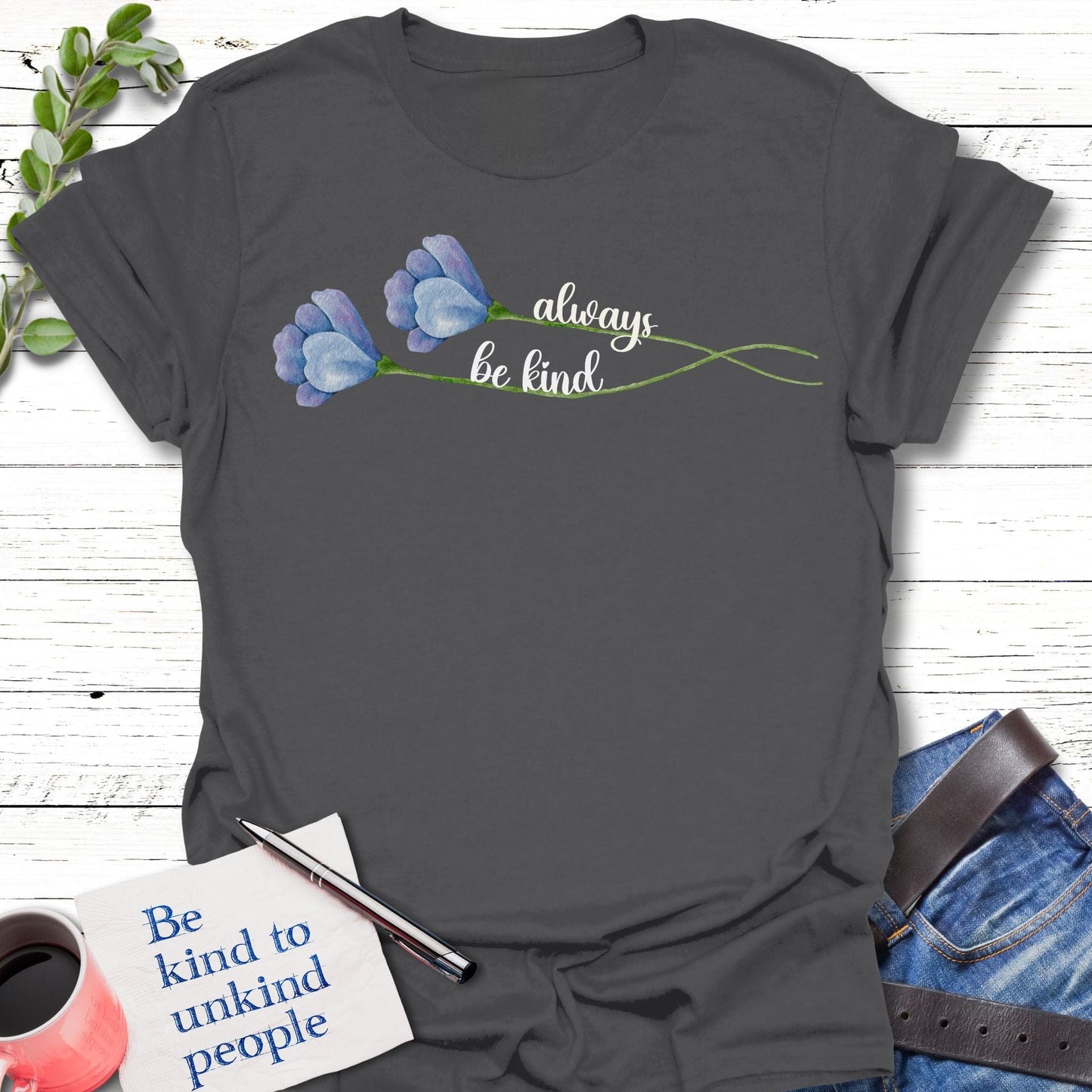 T-Shirt Charcoal / S Double Kindness T-Shirt Echo Kindness Printify