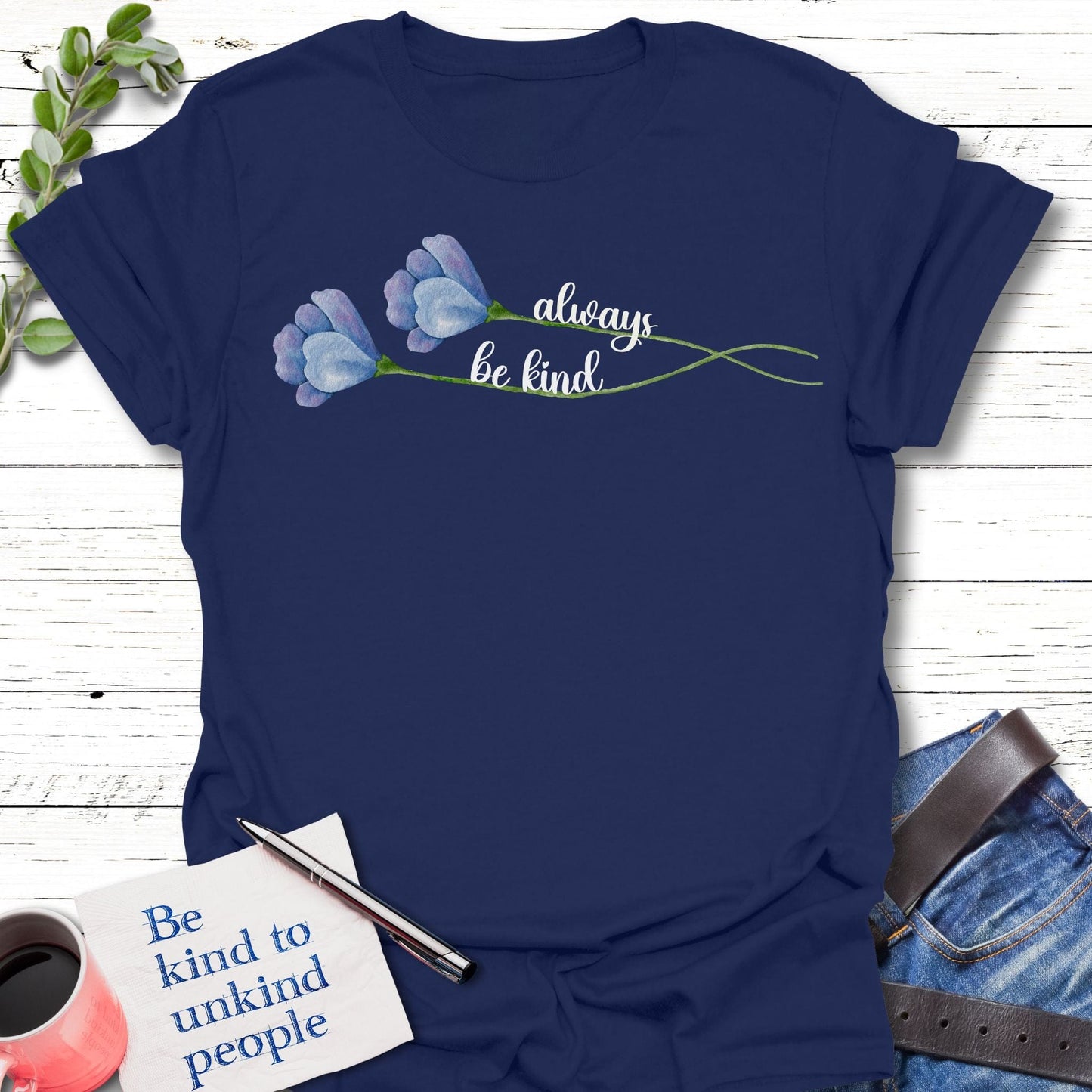 T-Shirt Navy / S Double Kindness T-Shirt Echo Kindness Printify