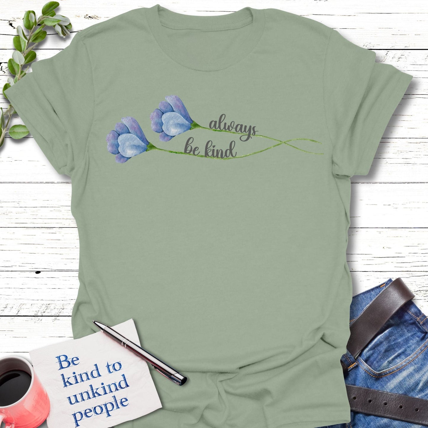 T-Shirt Sage / S Double Kindness T-Shirt Echo Kindness Printify