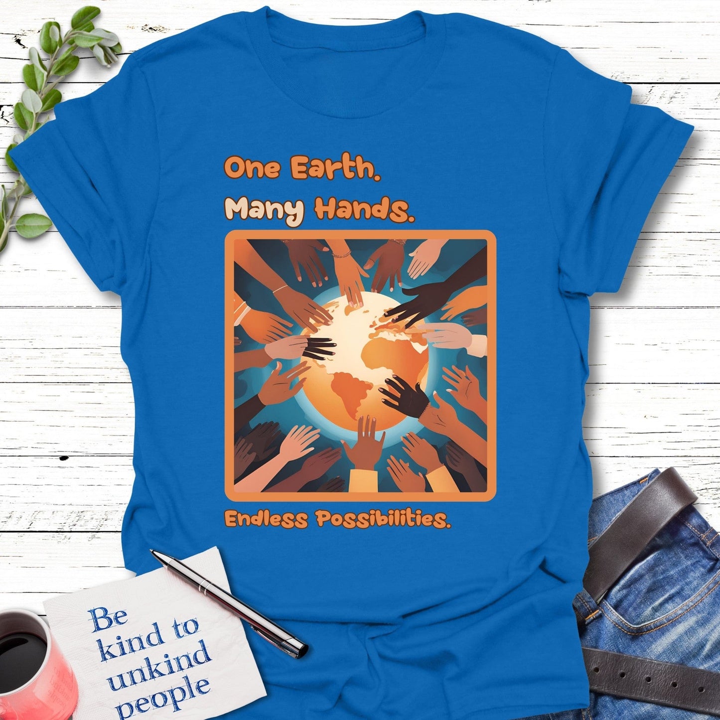 T-Shirt Royal / S Earth Hands T-Shirt Echo Kindness Printify