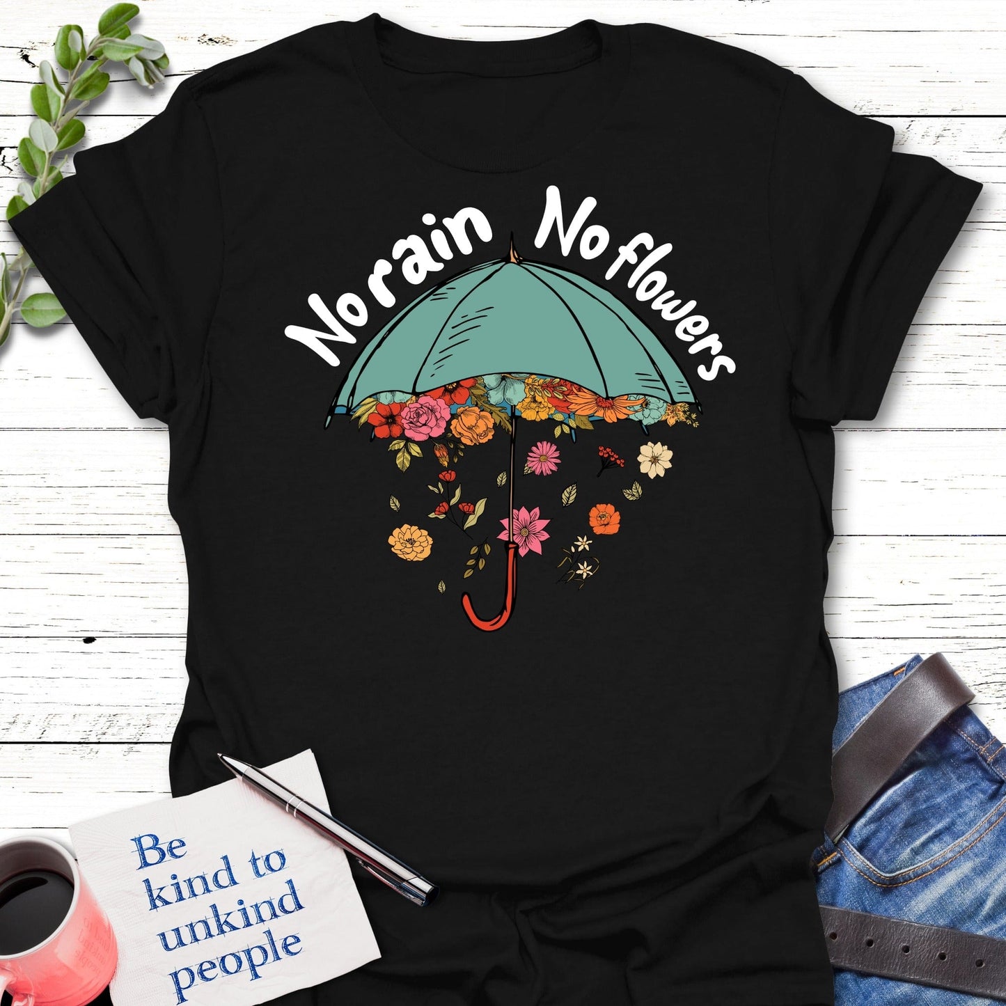 T-Shirt Black / S Embrace the Rain T-Shirt Echo Kindness Printify