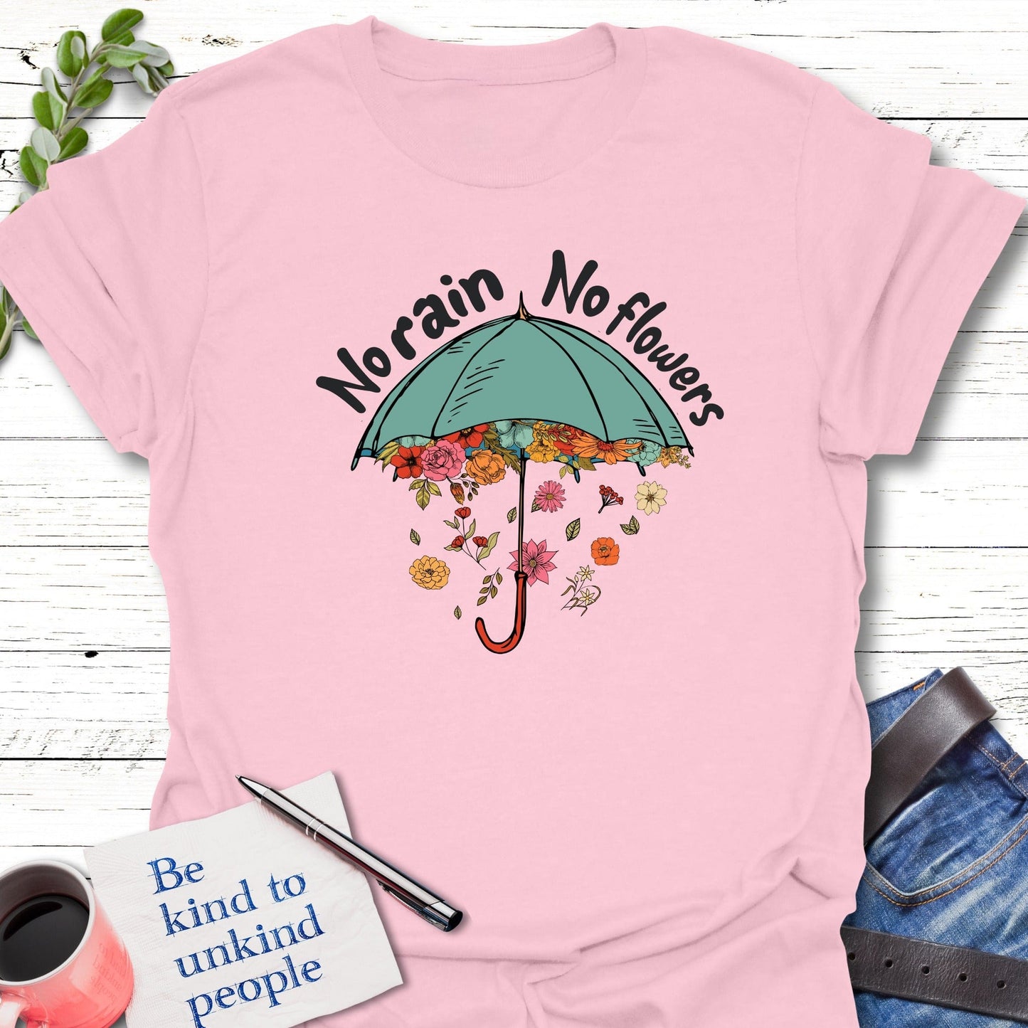 T-Shirt Light Pink / S Embrace the Rain T-Shirt Echo Kindness Printify