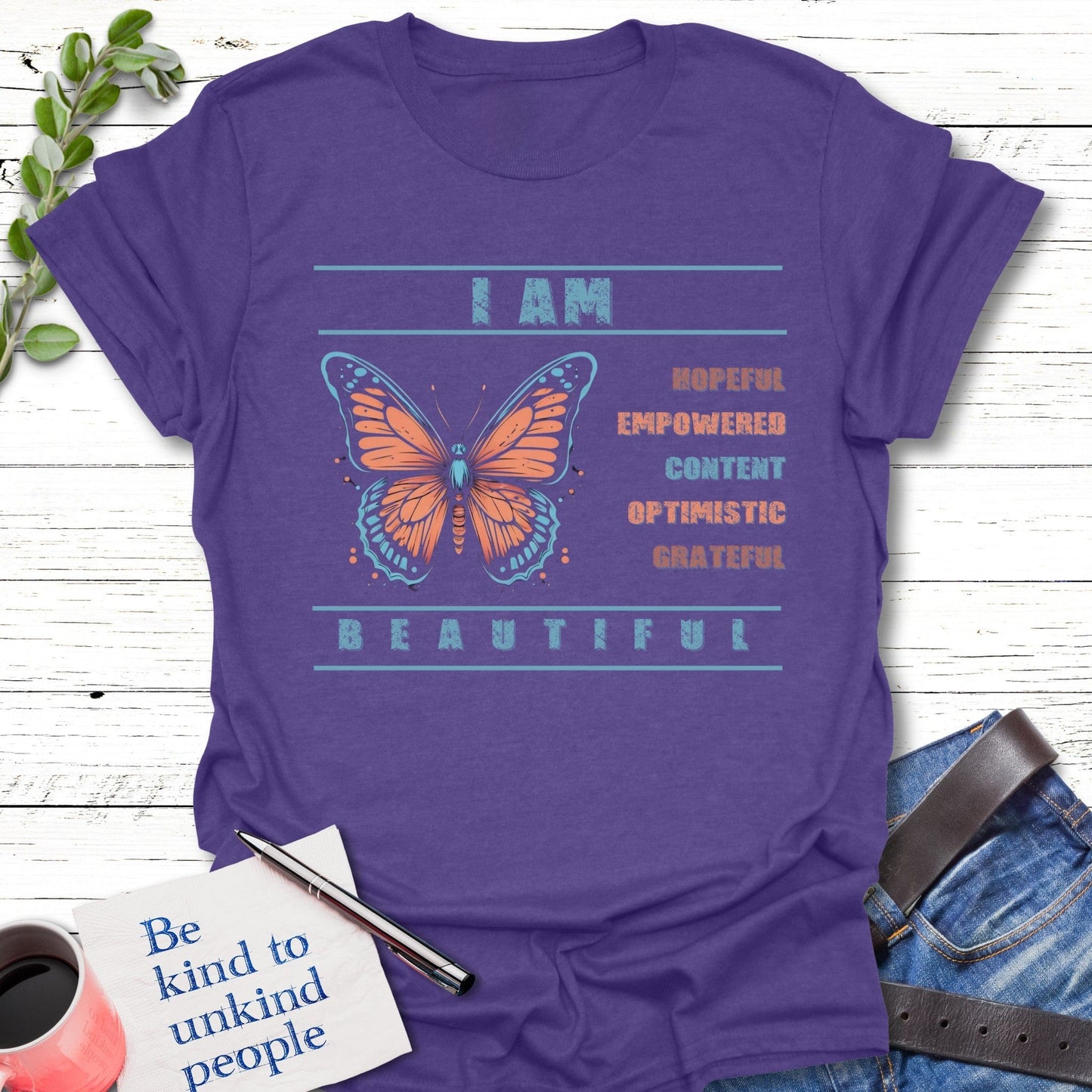 T-Shirt Heather Purple / S Empowered Butterfly T-Shirt Echo Kindness Printify