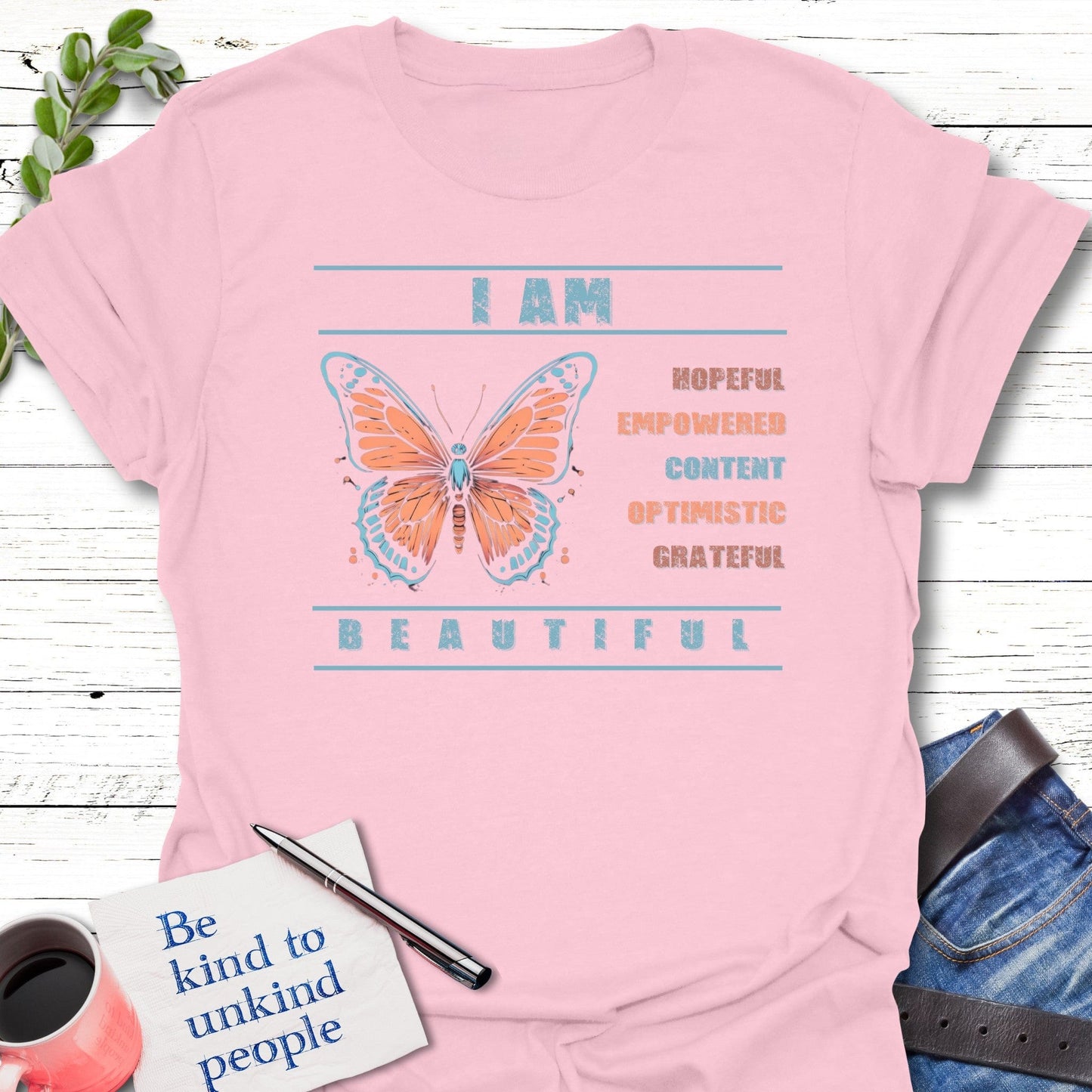 T-Shirt Light Pink / S Empowered Butterfly T-Shirt Echo Kindness Printify