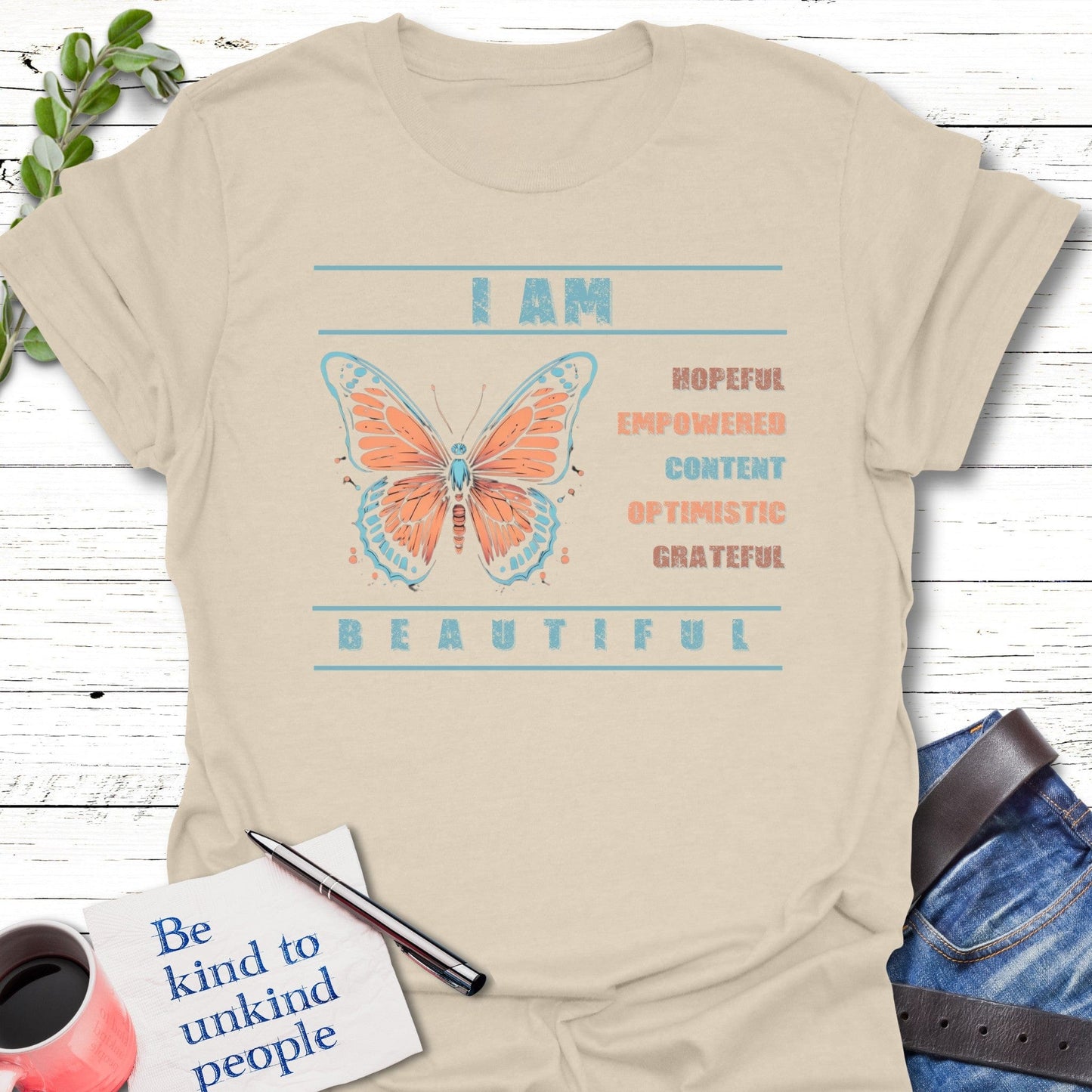 T-Shirt Natural / S Empowered Butterfly T-Shirt Echo Kindness Printify