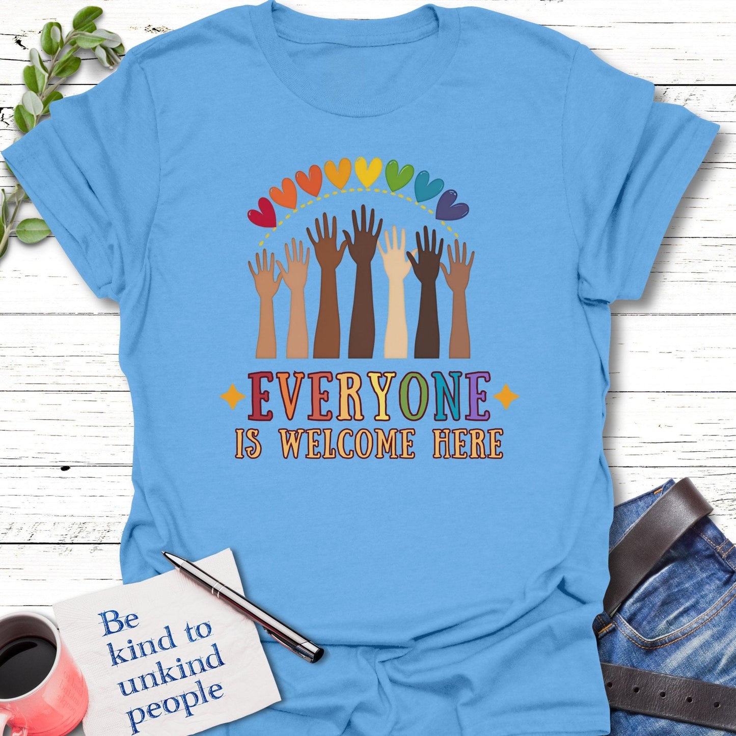 T-Shirt Carolina Blue / S Everyone Welcome T-Shirt Echo Kindness Printify