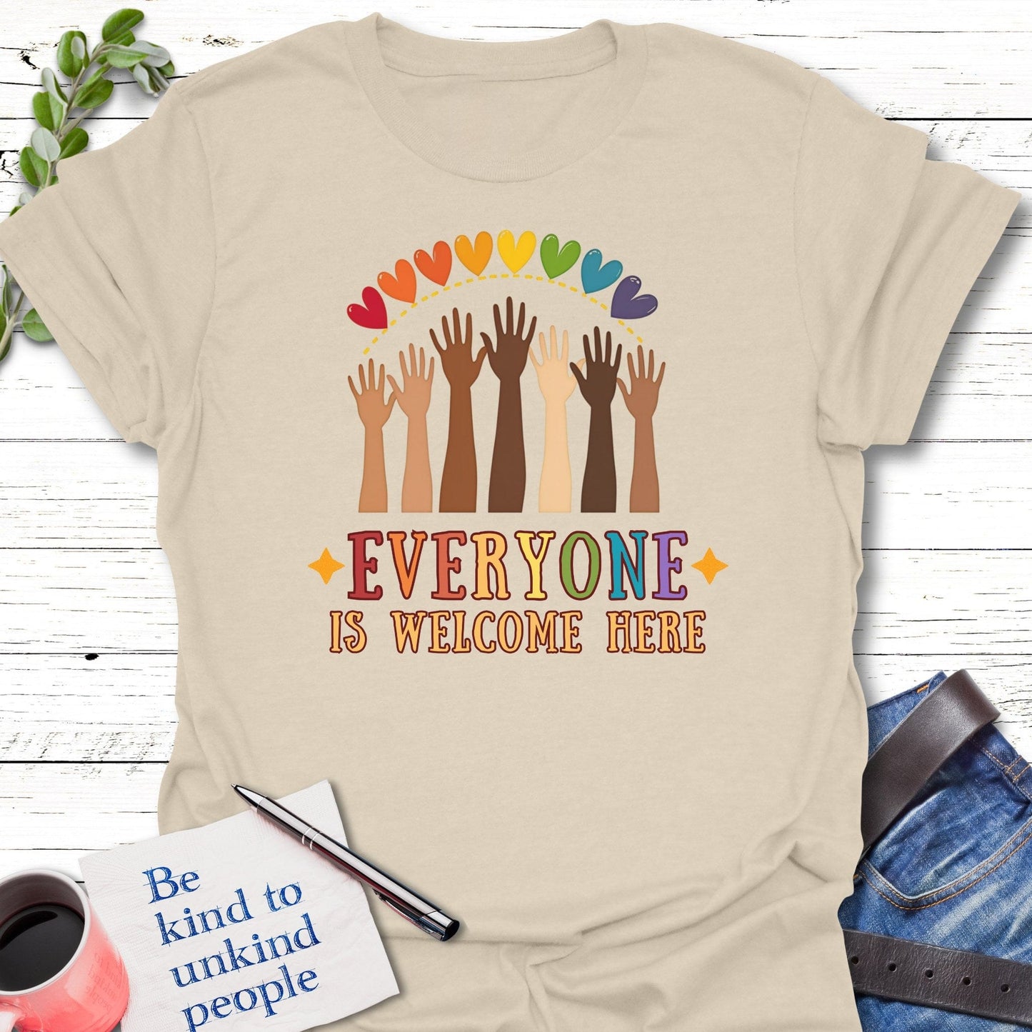 T-Shirt Natural / S Everyone Welcome T-Shirt Echo Kindness Printify