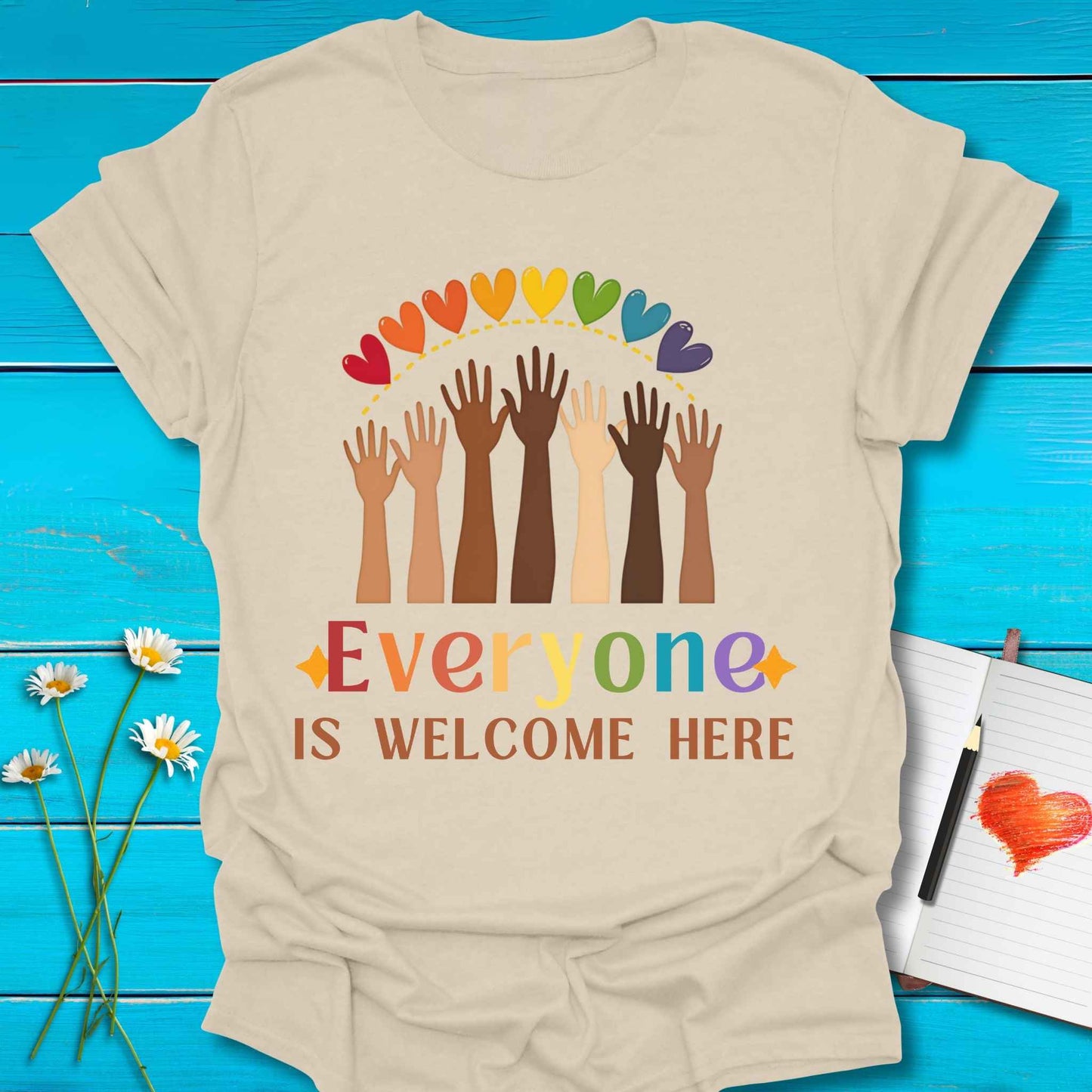 T-Shirt Natural / S Everyone Welcome T-Shirt Echo Kindness Printify