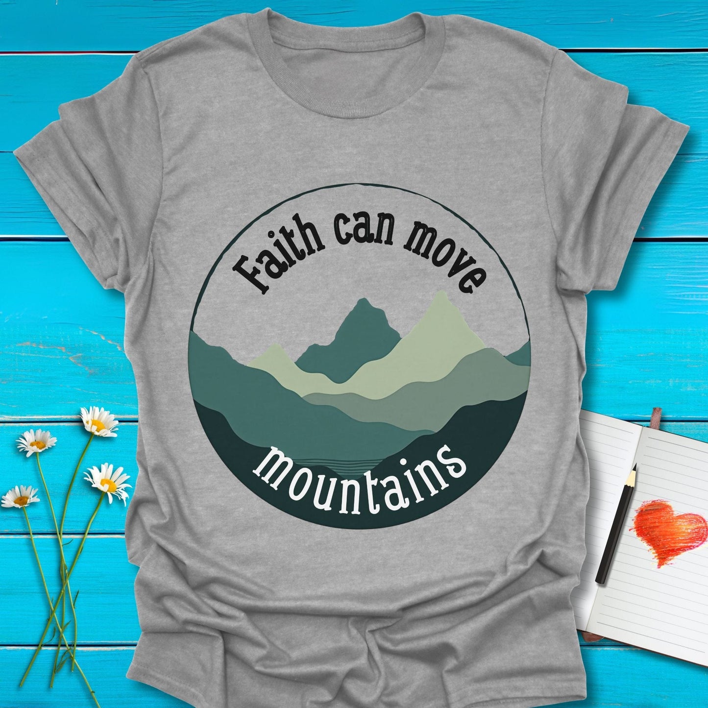 T-Shirt Sport Grey / S Faith Mountain T-Shirt Echo Kindness Printify