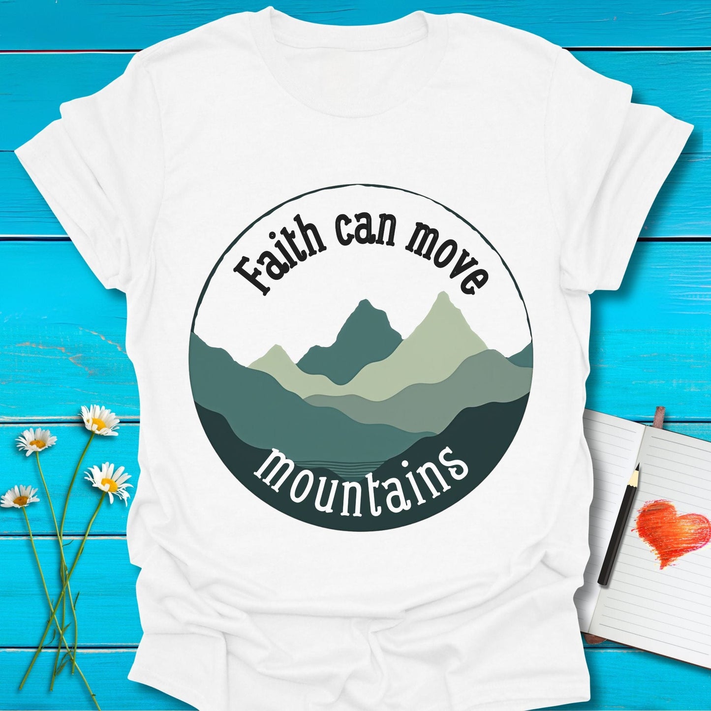 T-Shirt White / S Faith Mountain T-Shirt Echo Kindness Printify