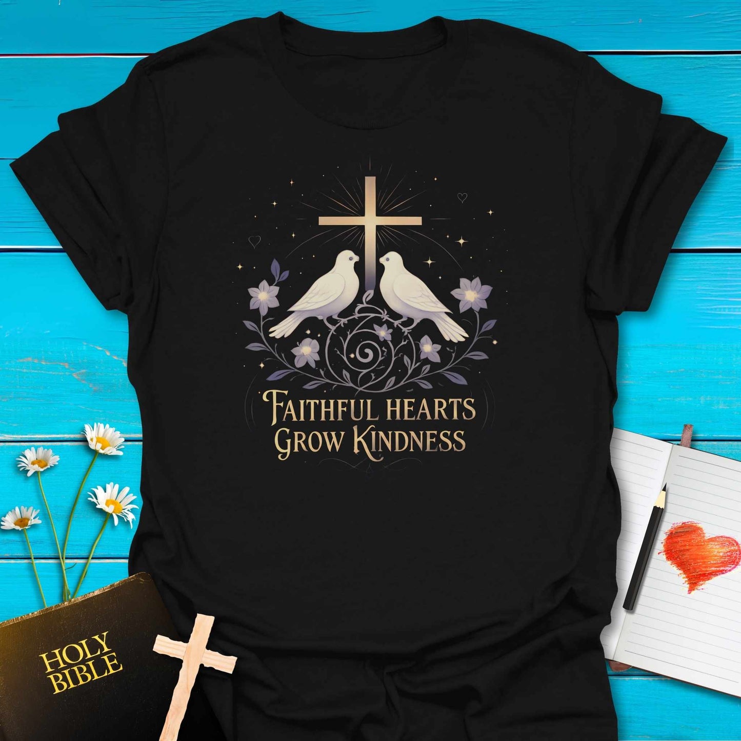 T-Shirt Black / S Faithful Hearts T-Shirt Echo Kindness Printify
