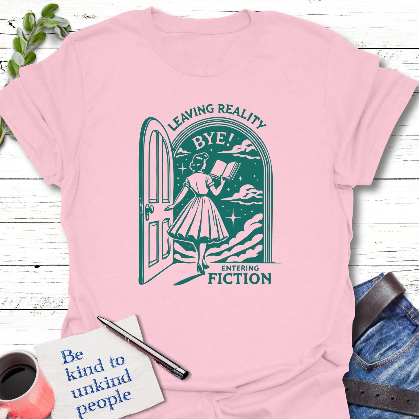 T-Shirt Light Pink / S Fiction Portal T-Shirt Echo Kindness Printify
