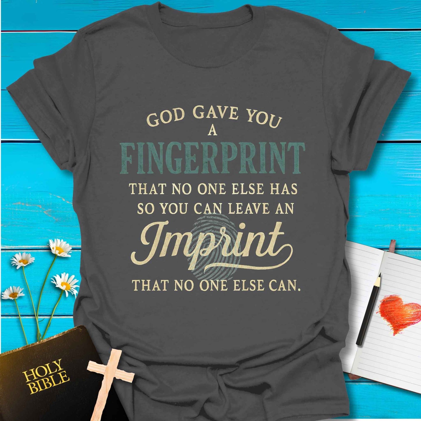 T-Shirt Charcoal / S Fingerprint Imprint T-Shirt Echo Kindness Printify