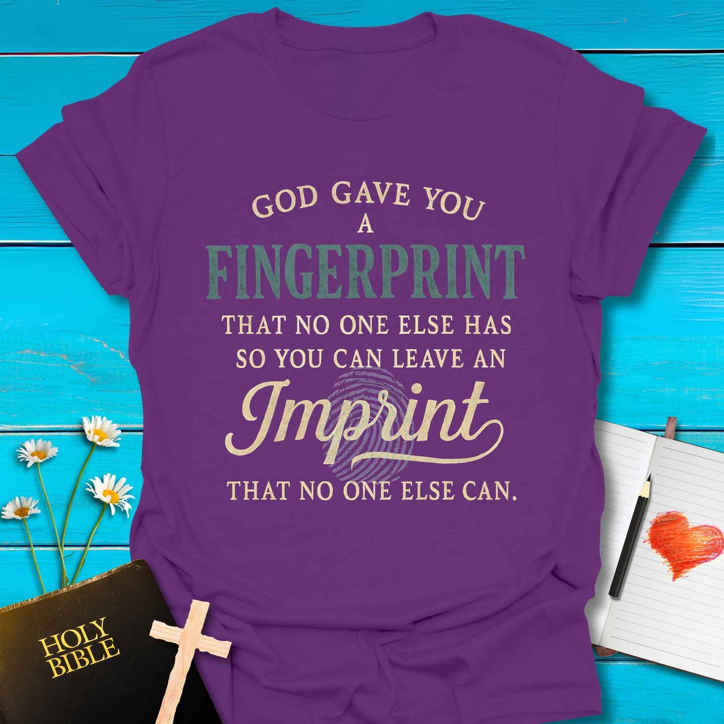 T-Shirt Purple / S Fingerprint Imprint T-Shirt Echo Kindness Printify