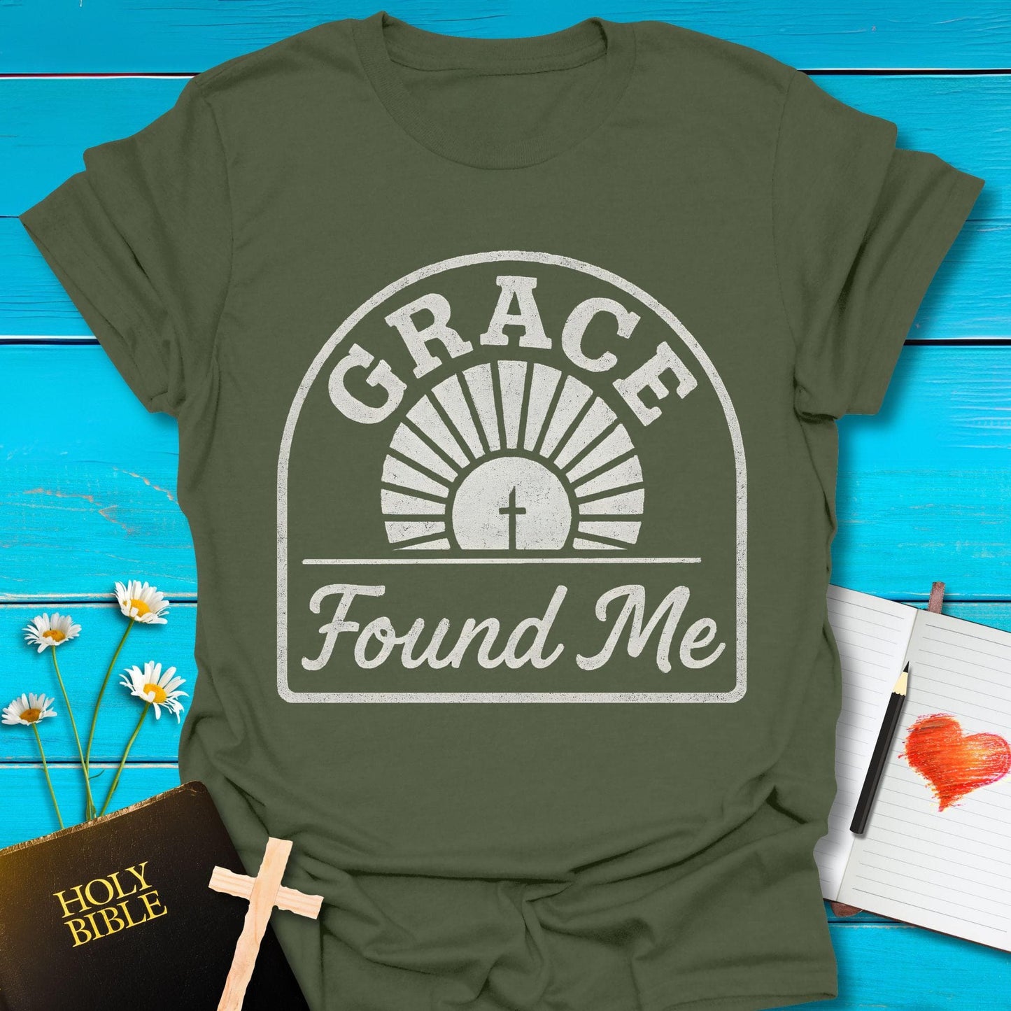 T-Shirt Military Green / S Grace Found Me T-Shirt Echo Kindness Printify