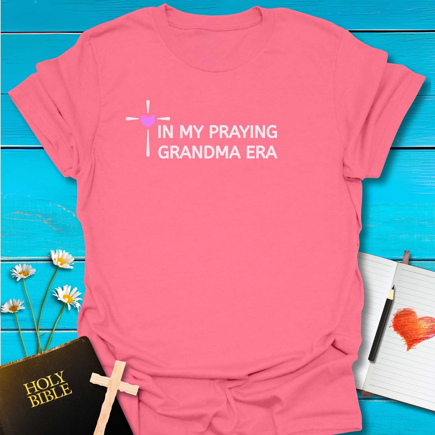 T-Shirt Coral Silk / S Grandma Praying Era T-Shirt Echo Kindness Printify