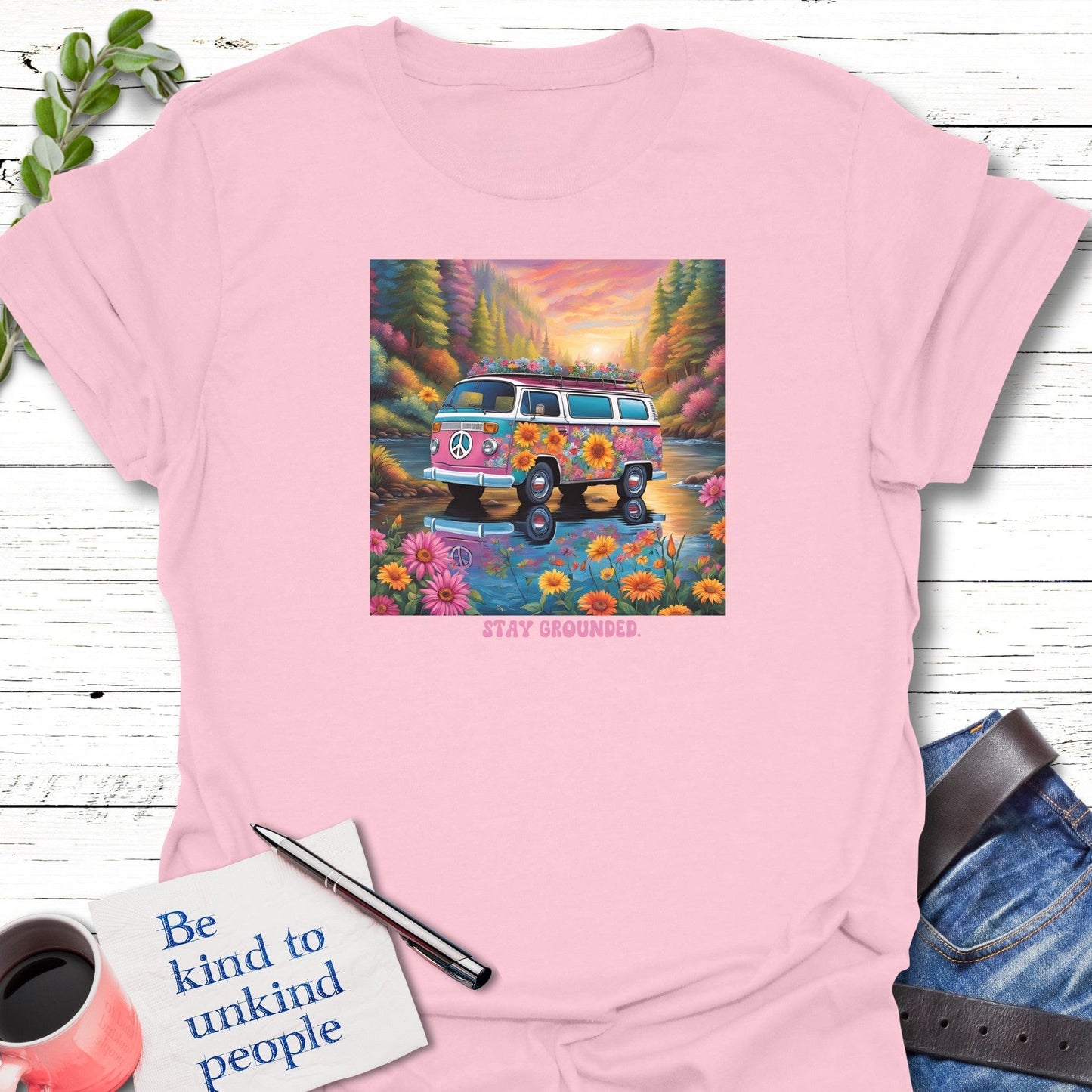 T-Shirt Light Pink / S Grounded Journey T-Shirt Echo Kindness Printify